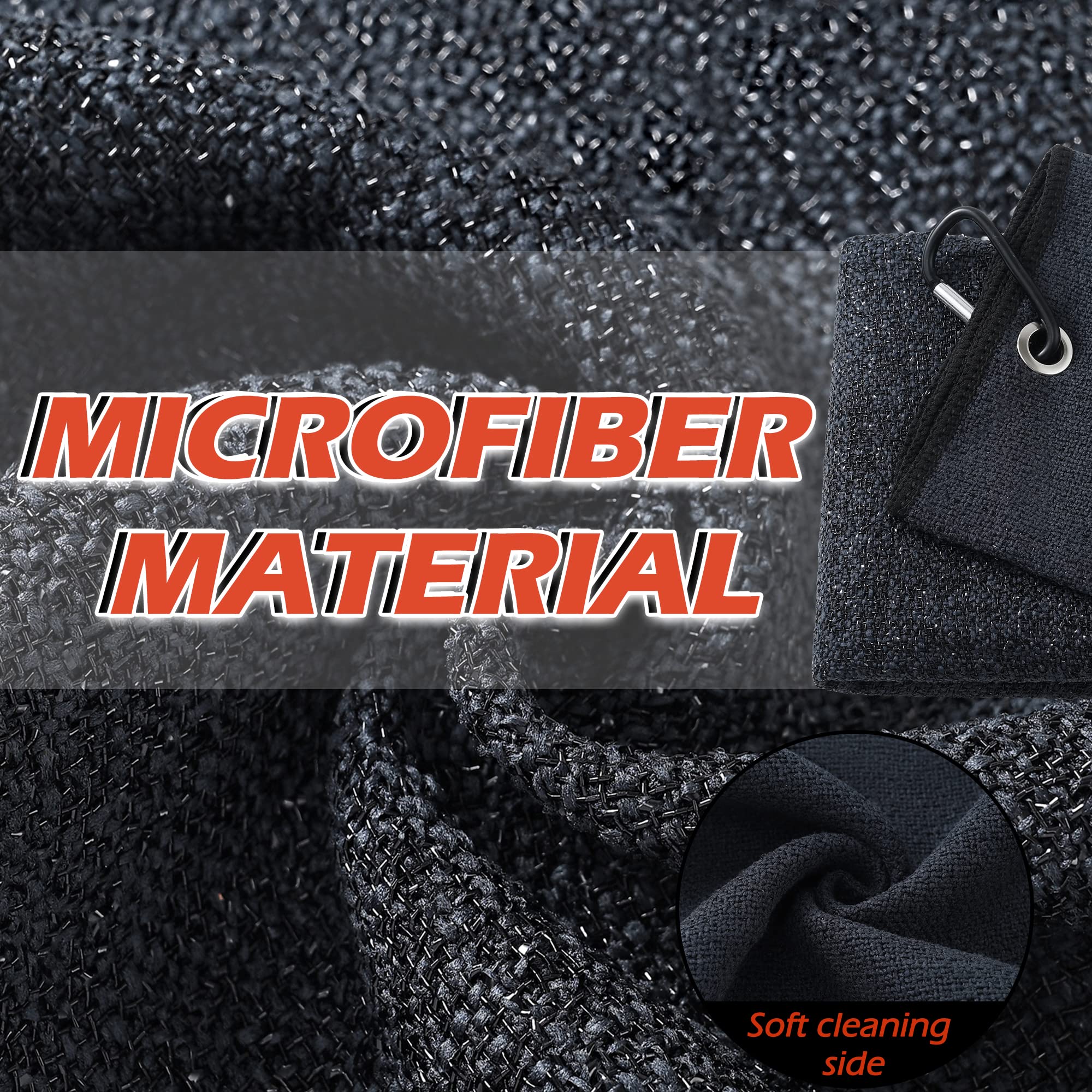 Mile High Life  Tri-fold Microfiber Golf Towel  Innovative Dual Side Design w/Dirt Scrub Side and Soft Cleaning Side  Light Weight  Excellent Water Absorbance (Black)