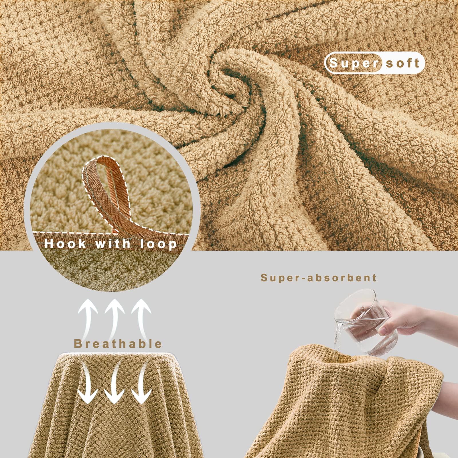 Olester Microfiber Bath Towel Set Brown 2 Pack-35'' X 70'' Bath Towels For Shower Pool Beach Bathroom Super Absorbent Soft Quick