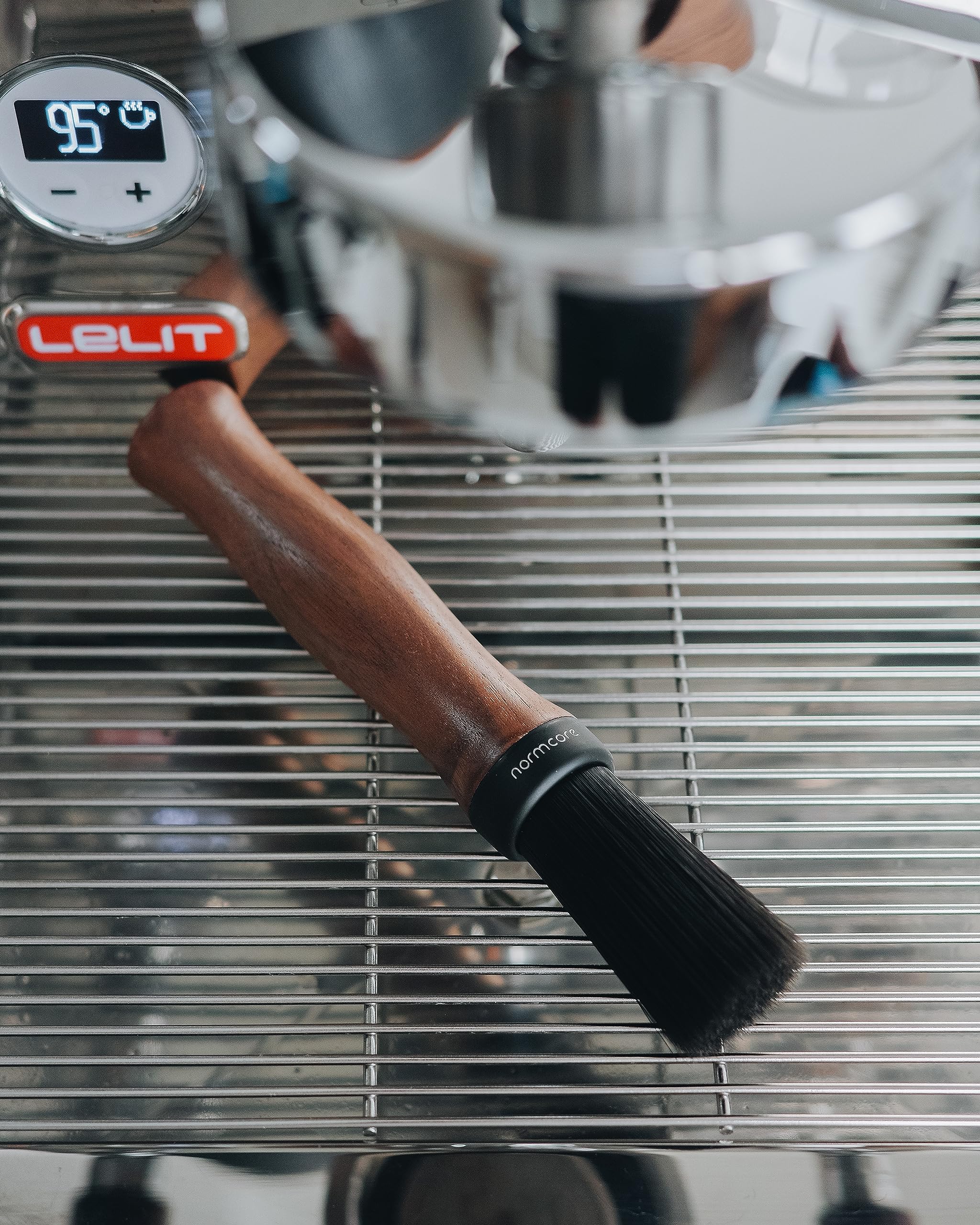 Normcore Barista Brush - Coffee Cleaning Brush - Genuine American Walnut Wood Handle Espresso Brush Cleaner - Coffee Bar Brush E