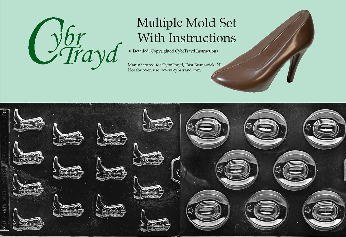 Cybrtrayd 2-Piece Cowboy Boots And Hat Chocolate Molds,White