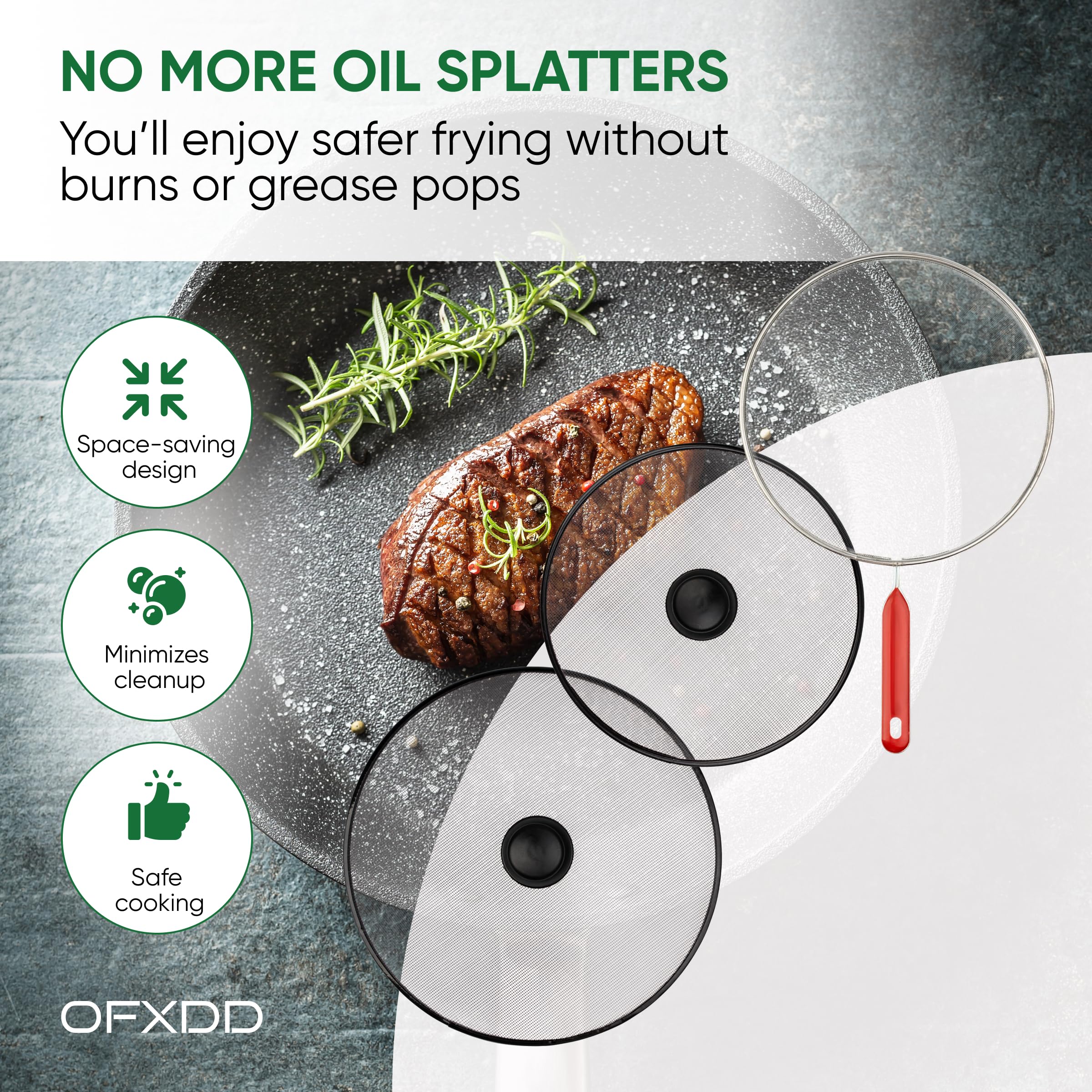 Bacon Grease Splatter Guard - Set Of 3: 10''  10''  11.4'' - Cooking Screen For Frying - Oil Catcher - Kitchen Stove Splash Shield - Stainless Screens Cover For Fry Pans