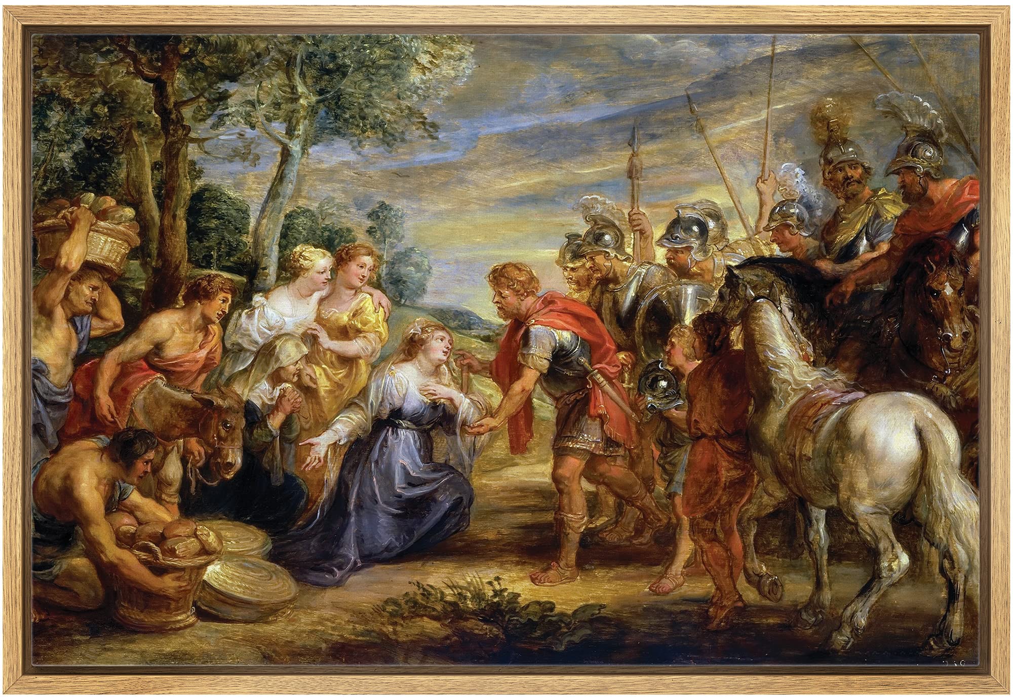 Wall26 - Oil Painting Of The Meeting Of David And Abigail By Peter Paul Rubens - Baroque Style - Catholic, Christianity - Framed