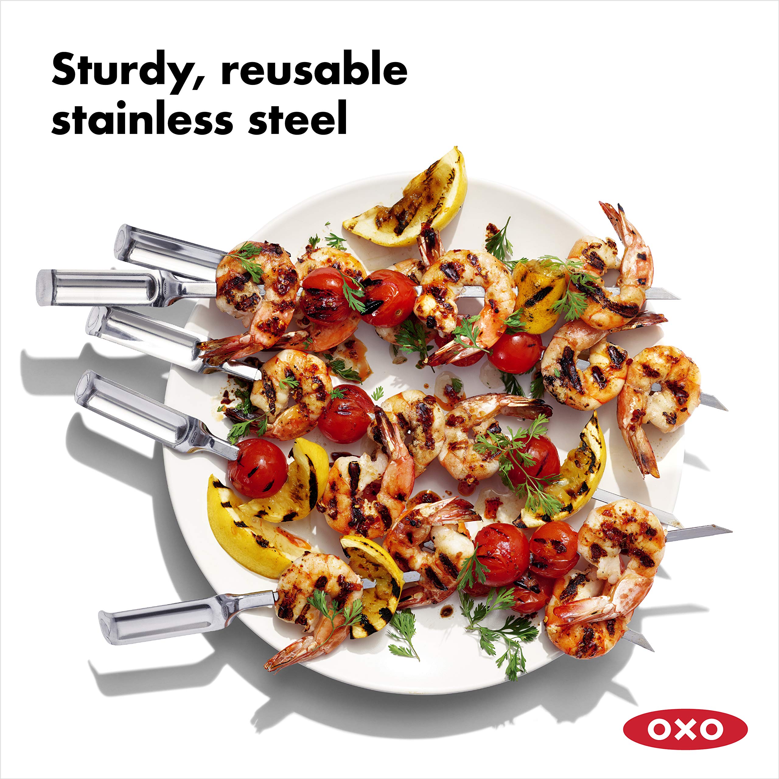 Oxo Good Grips Grilling Tools, Stainless Steel Grilling Skewers - Set Of 6