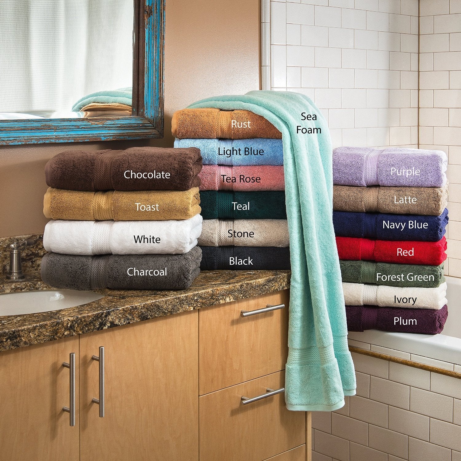 Superior Egyptian Cotton Pile Bath Towel Set Of 2, Ultra Soft Luxury Towels, Thick Plush Essentials, Absorbent Heavyweight, Gues