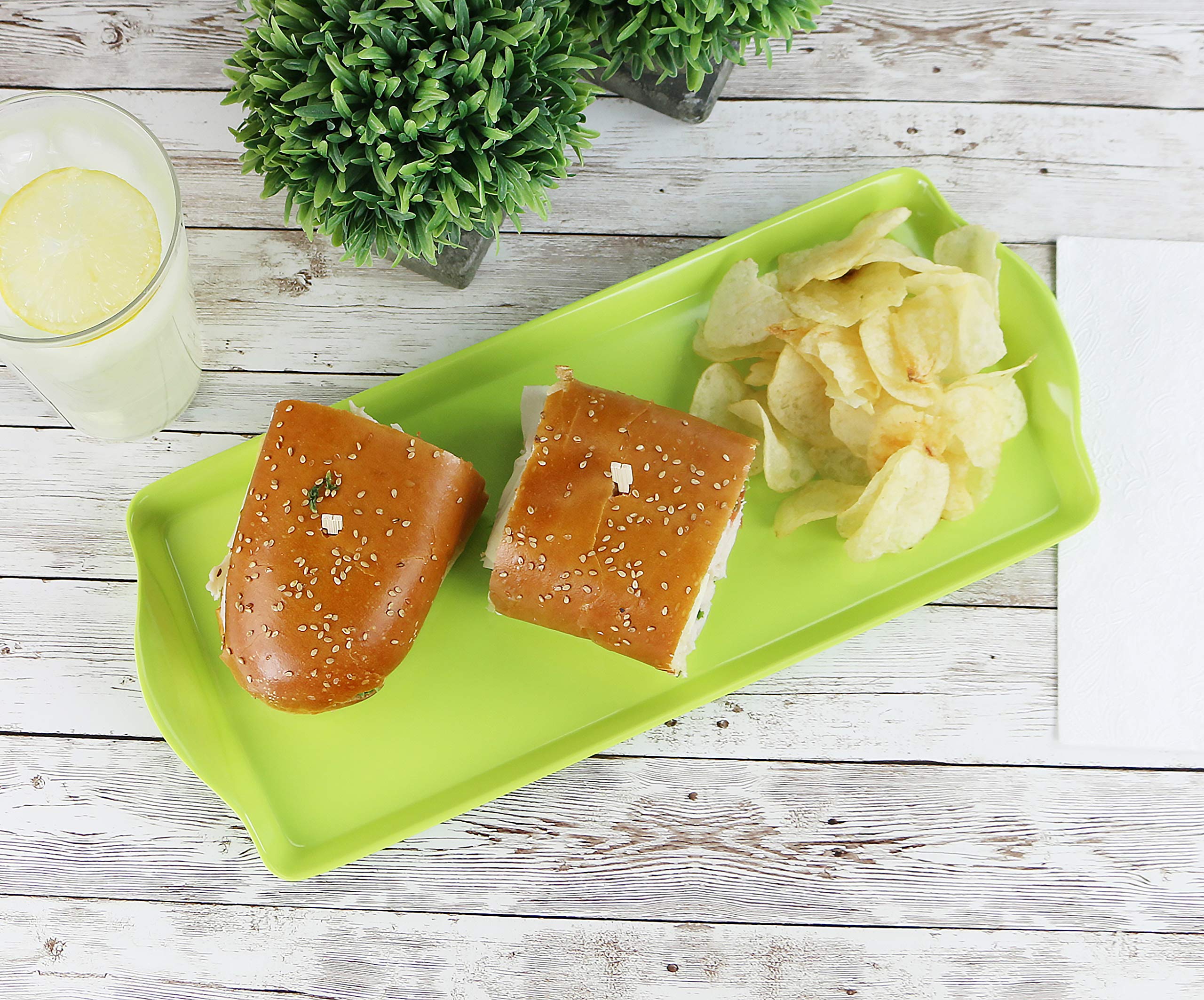 Calypso Basics Melamine Plastic Tidbit Bpa-Free, Food Safe, Multipurpose Platter Serving Tray, Bathroom/Table Organizer, Lime