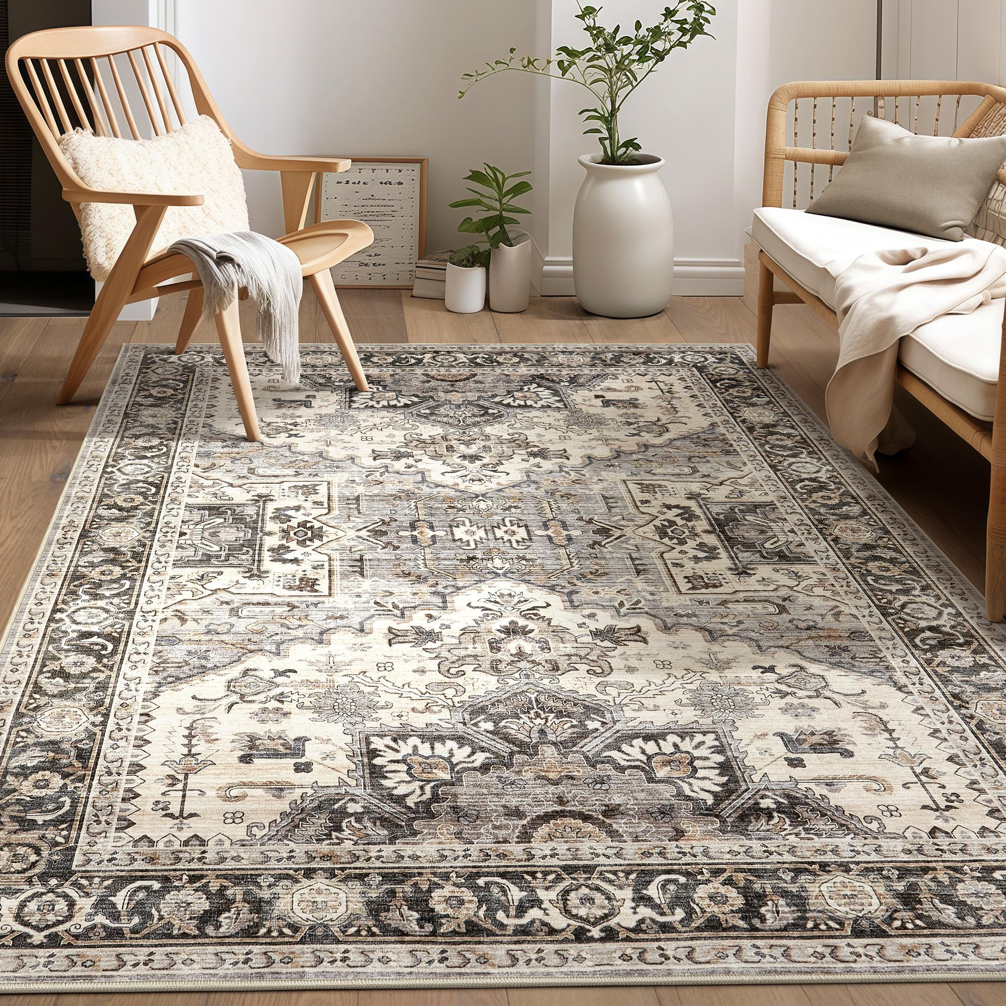 homewill 2x3 Washable Entryway Rug: Non-Slip Soft Small Indoor Area Rug for Bedroom Kitchen, Low Pile Stain-Resistant Durable Vi