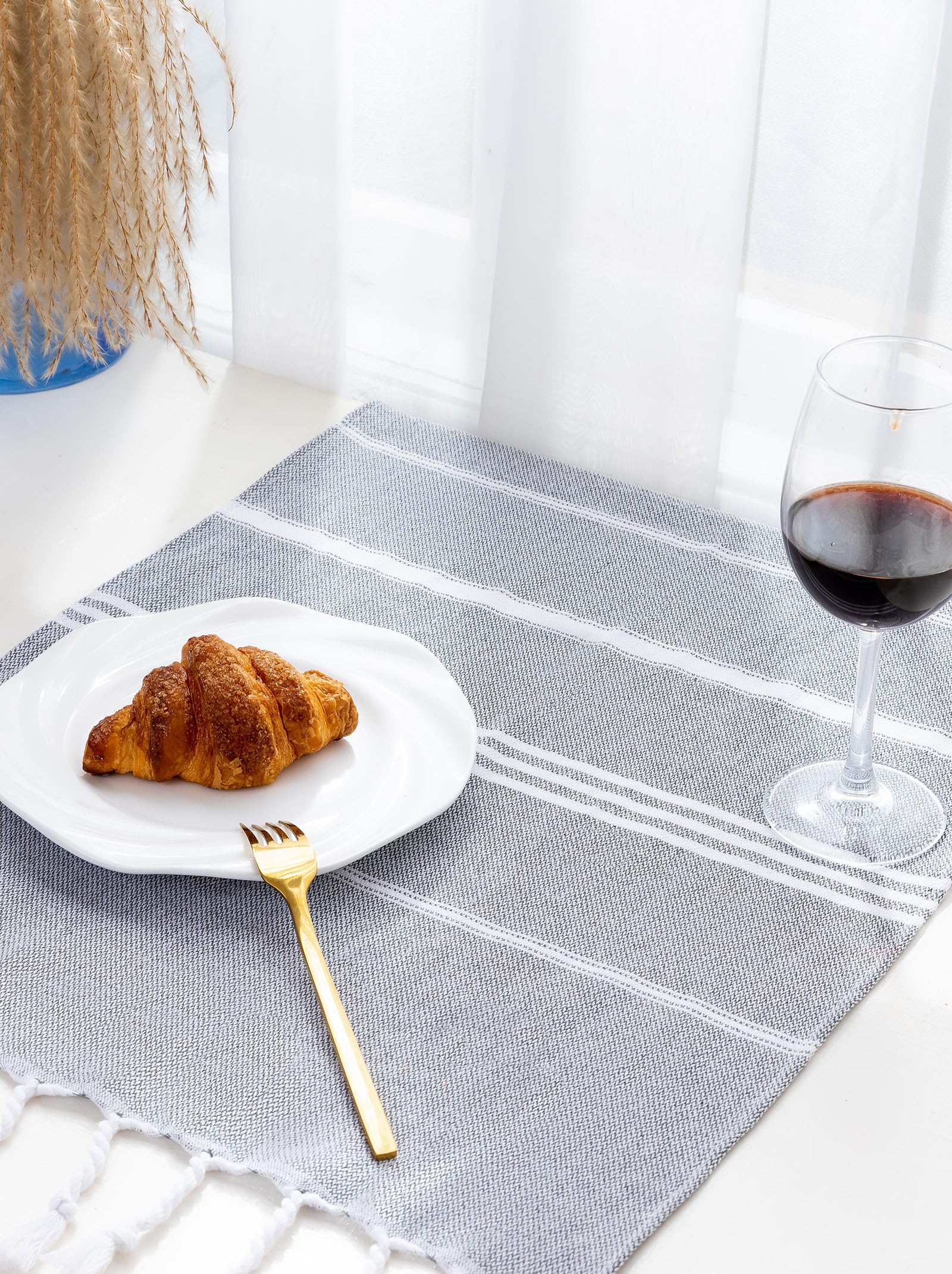 Cabanana Cotton Turkish Hand Towel - Set Of 2 | Boho Kitchen Tea Towels, 30 X 20 Inches Thin Decorative Bathroom Towel (Grey)