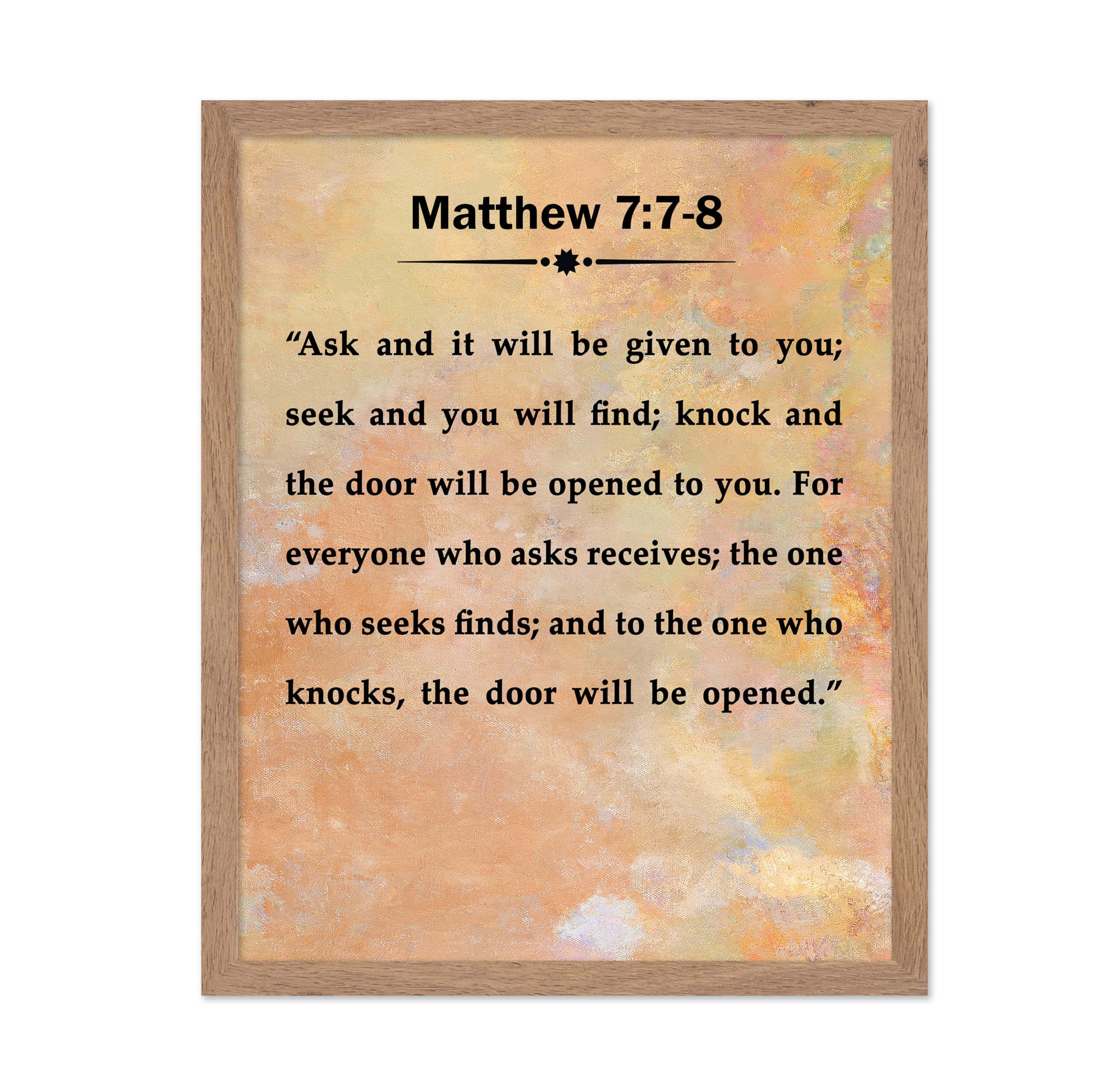 Poster Master Matthew 7:7-8 Poster - Bible Print - Bible Verse Art - Scripture Art - Inspirational Art - Religious Gift For Men,