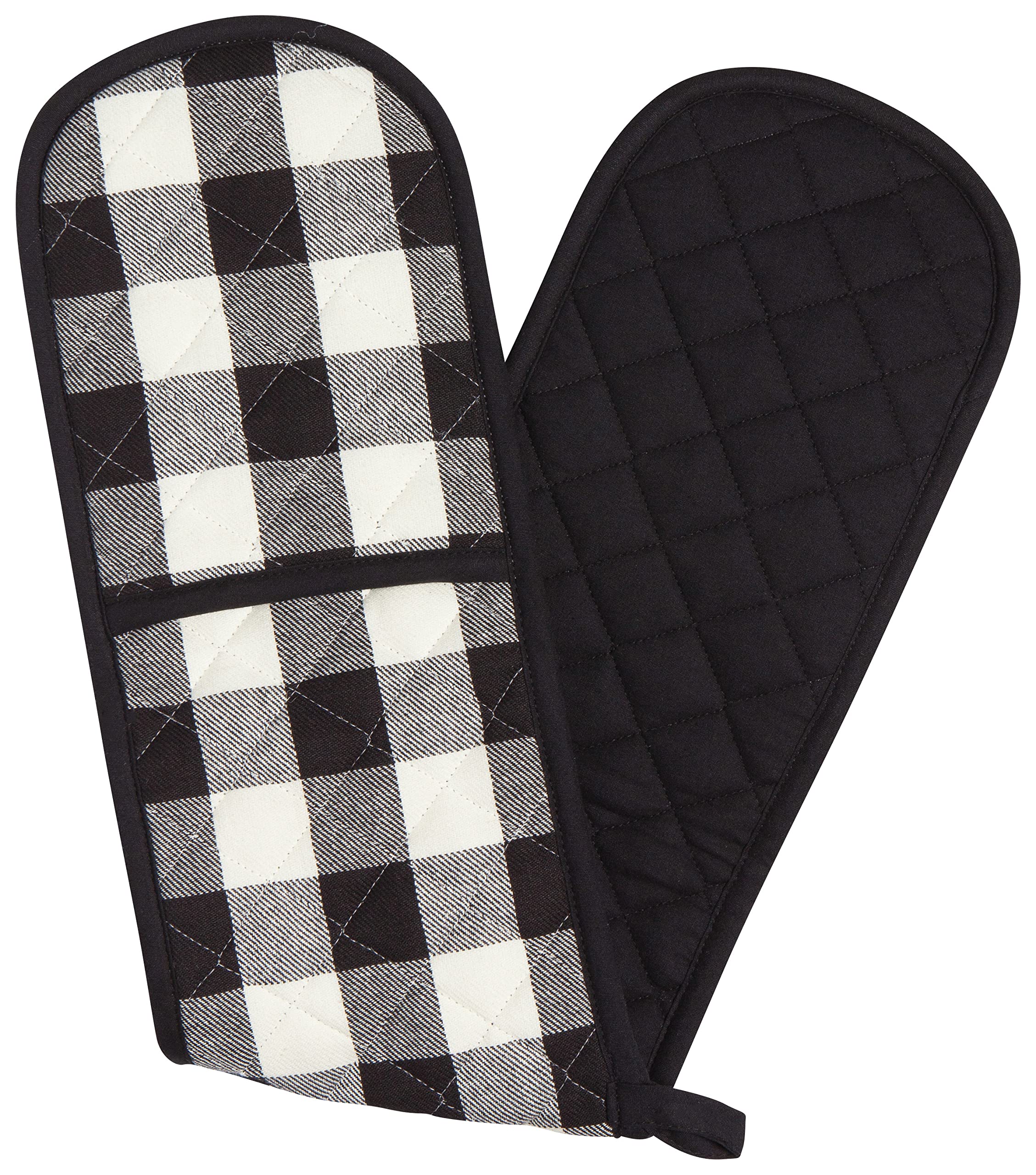Now Designs Double Chef Oven Mitt, W7.5 X L36In, Black Buffalo Check