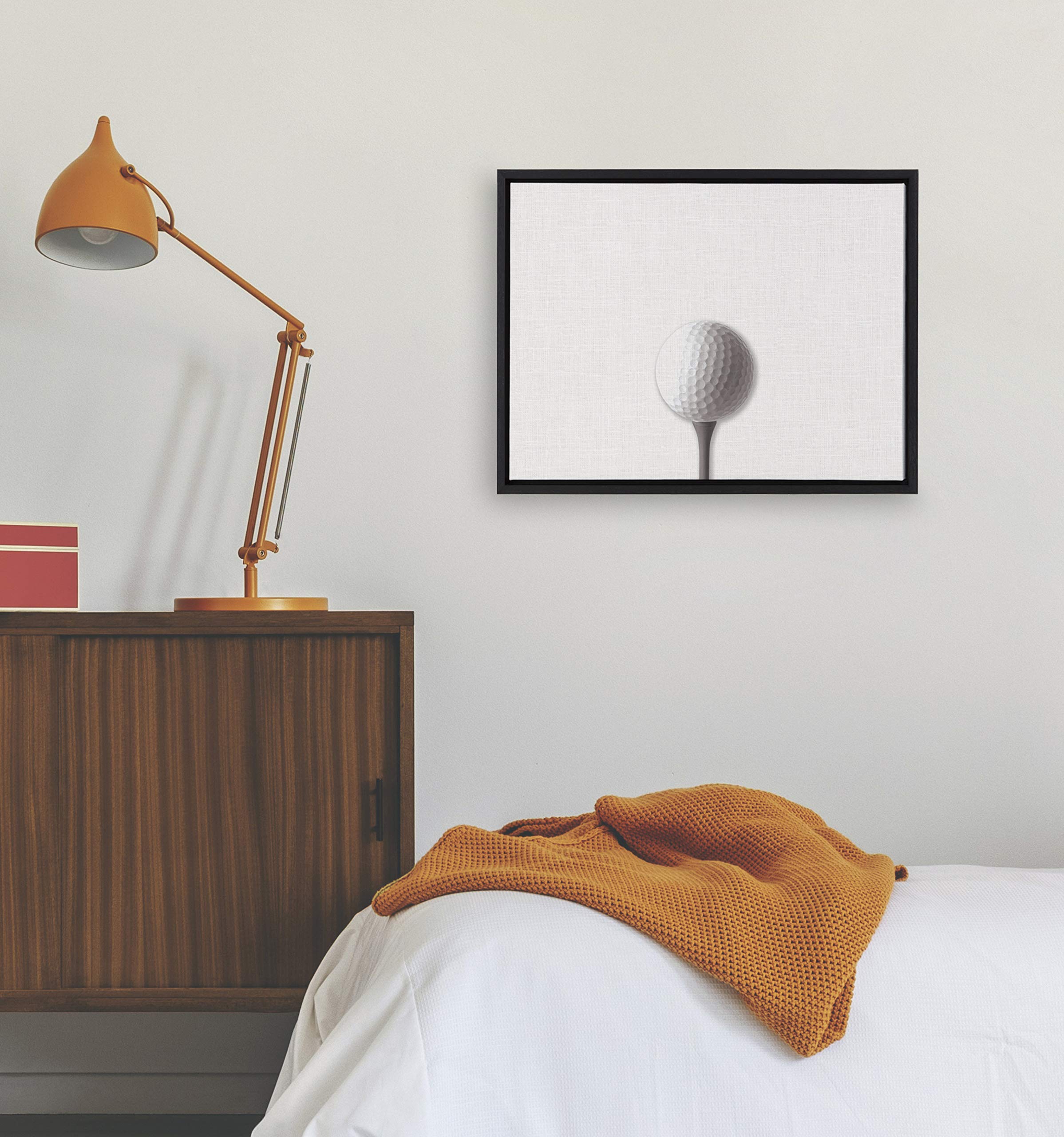 Designovation Sylvie Horizontal Golf Ball Portrait Framed Canvas Wall Art, 18X24 Black, Sporty Wall Decor For Home