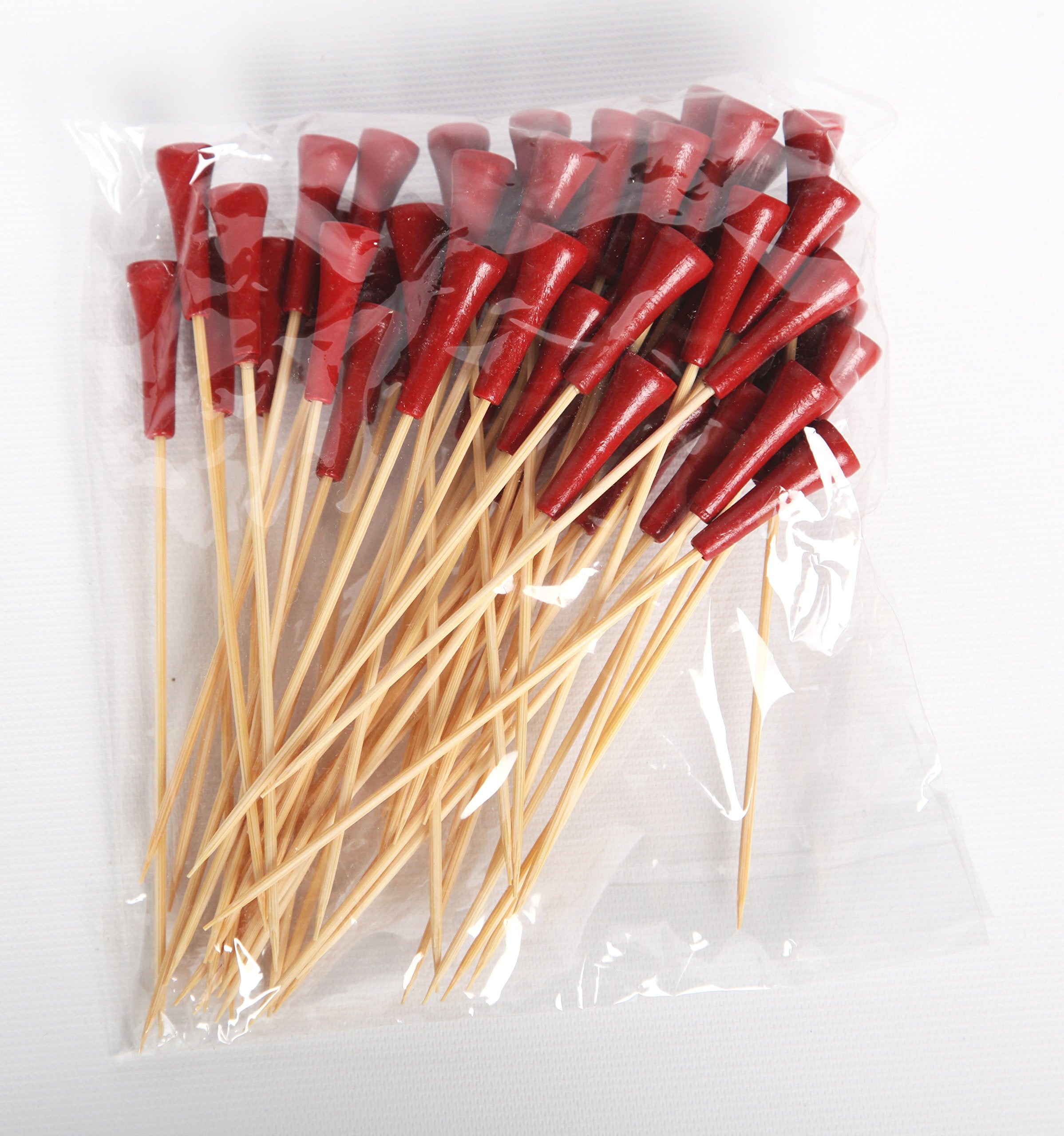Red Golf Tee Appetizer Or Sandwich Picks/Swizzle Sticks - 4 1/2'' - 100 Ct