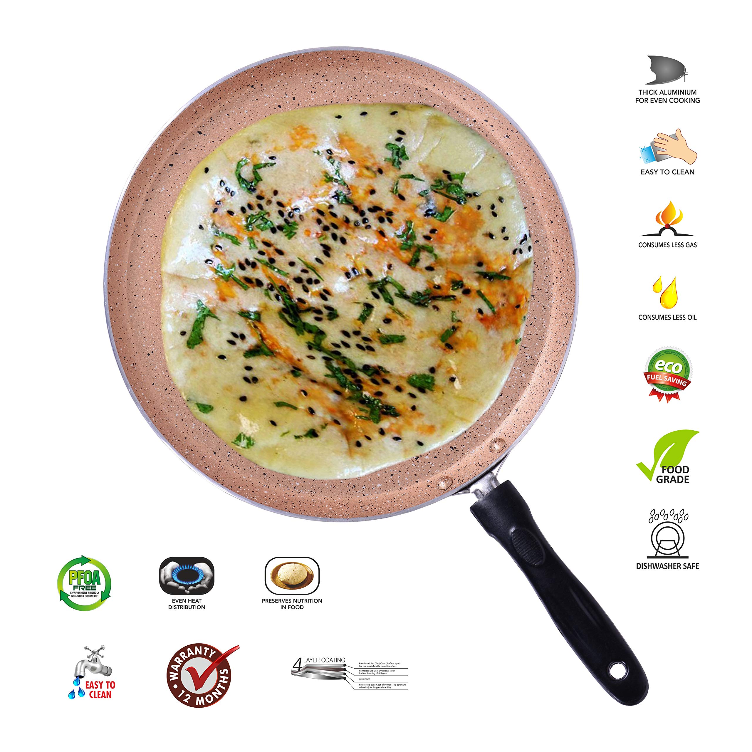 Sumeet 3Mm Nonstick Granite Finish Dosa Tawa - 26.5Cm Dia