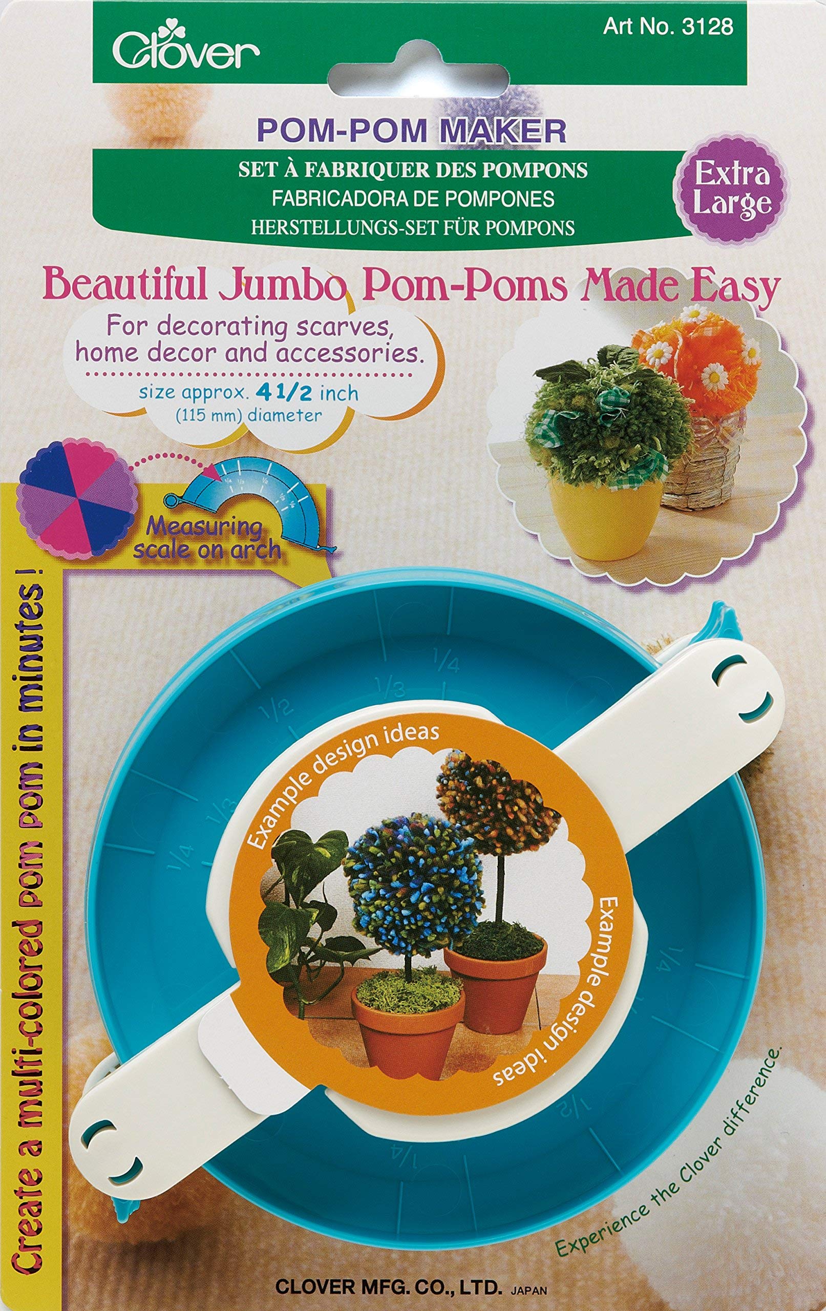 Clover Extra Large Pom-Pom Maker, Size: 4.5'',Blue