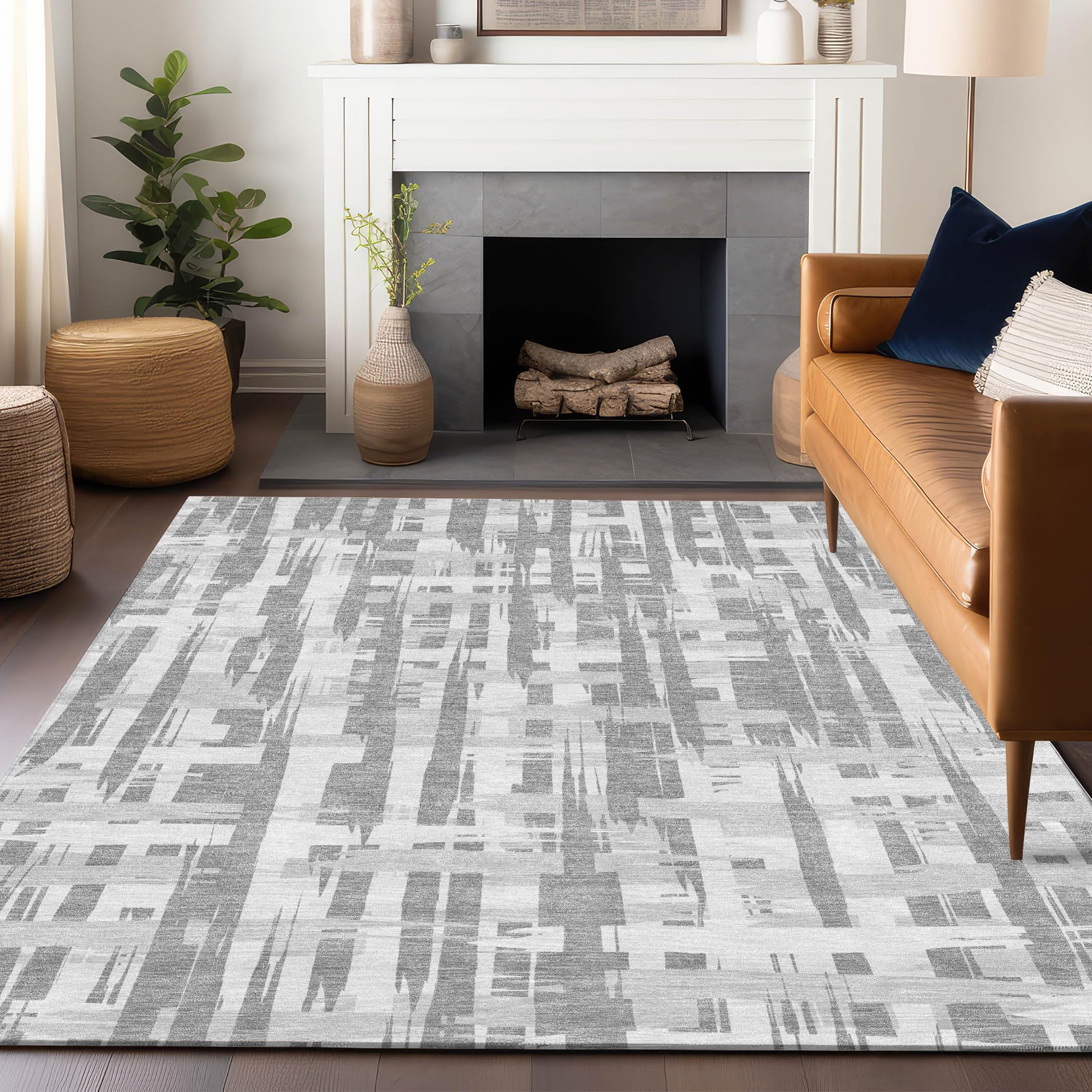 Machine Washable Indoor/Outdoor Chantille Gray 5 x 76 Rug