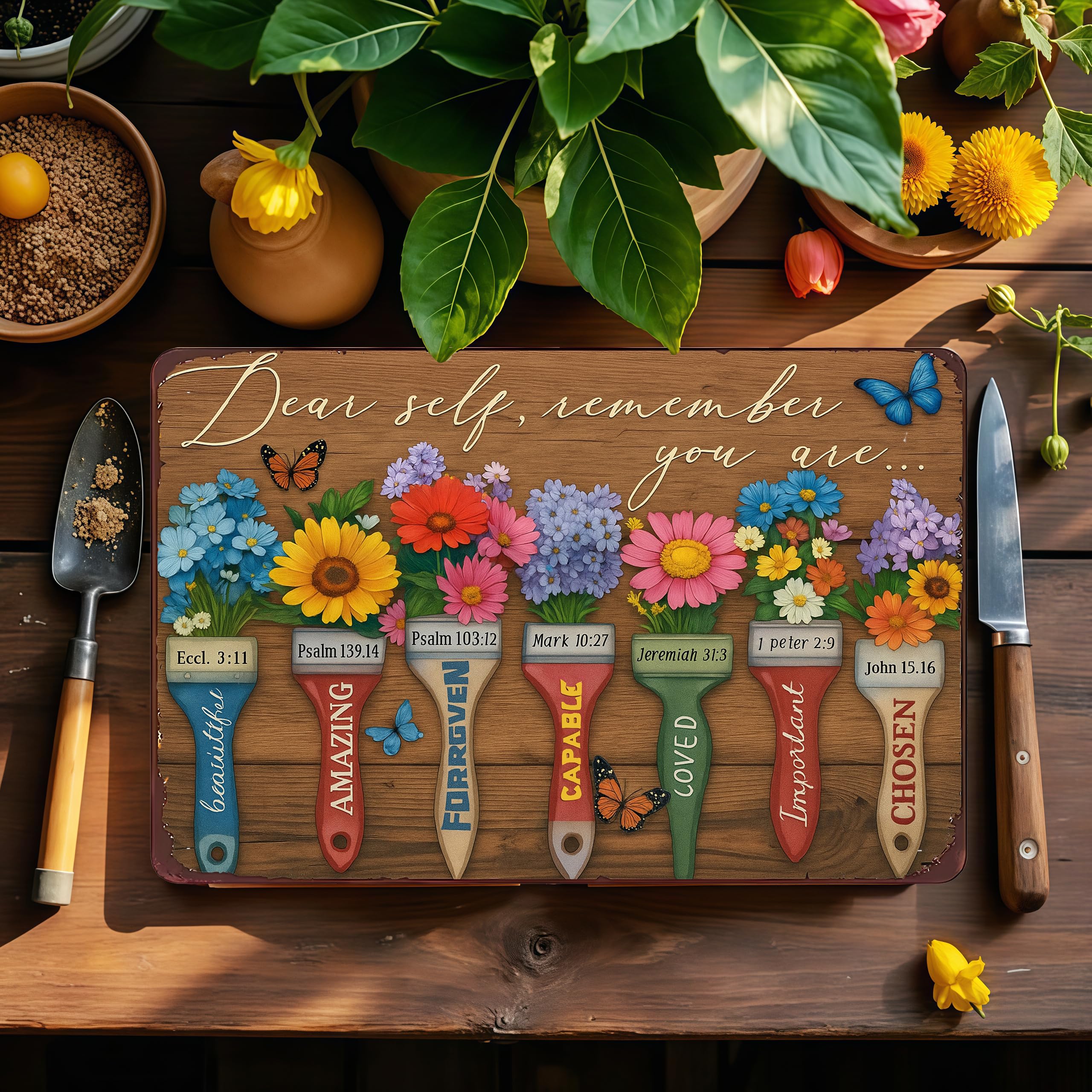 Funnysign Christian Bible Verse Gifts Garden Flowers Sign Dear Self Remember You Are Amazing Tin Sign for Home Garden Kitchen Pa