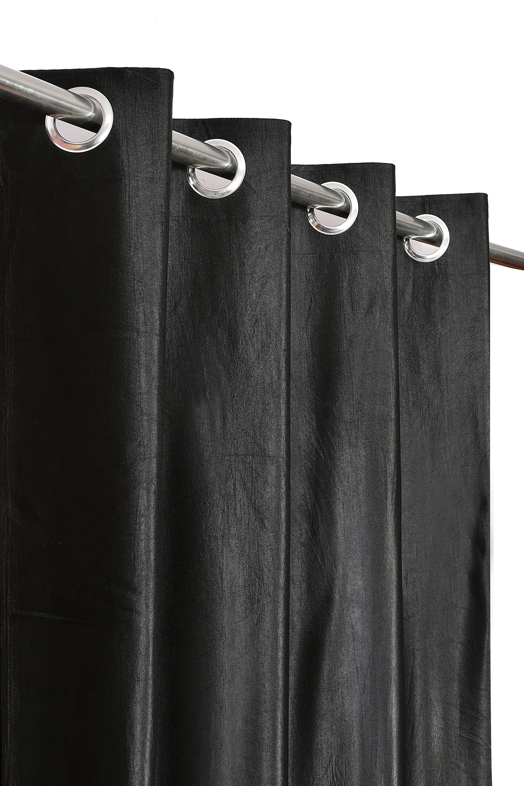 Galaxy Home Decor Solid Plain Curtains for Long Door 10 Feet, Pack of 3, Black