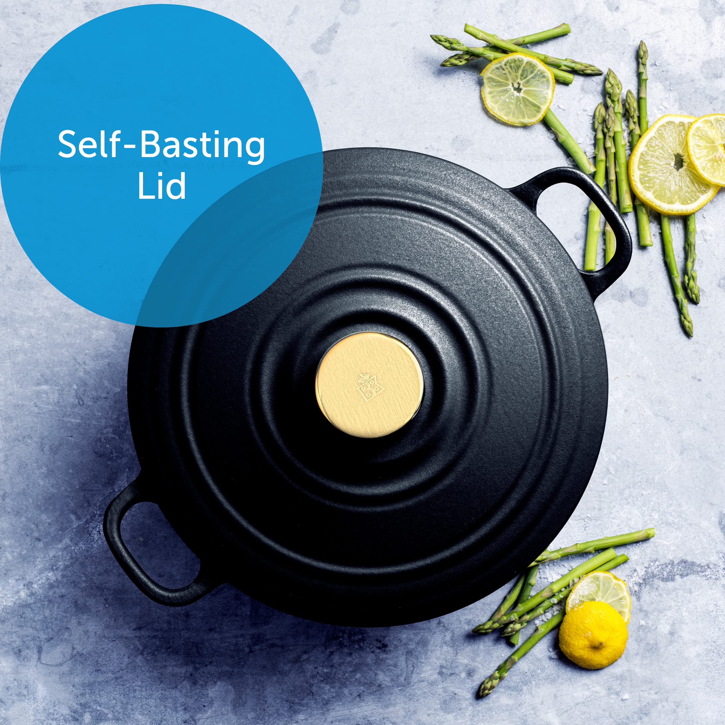 Bk Cookware Bourgogne Enameled Cast Iron 4.4Qt Dutch Oven, Pitch Black