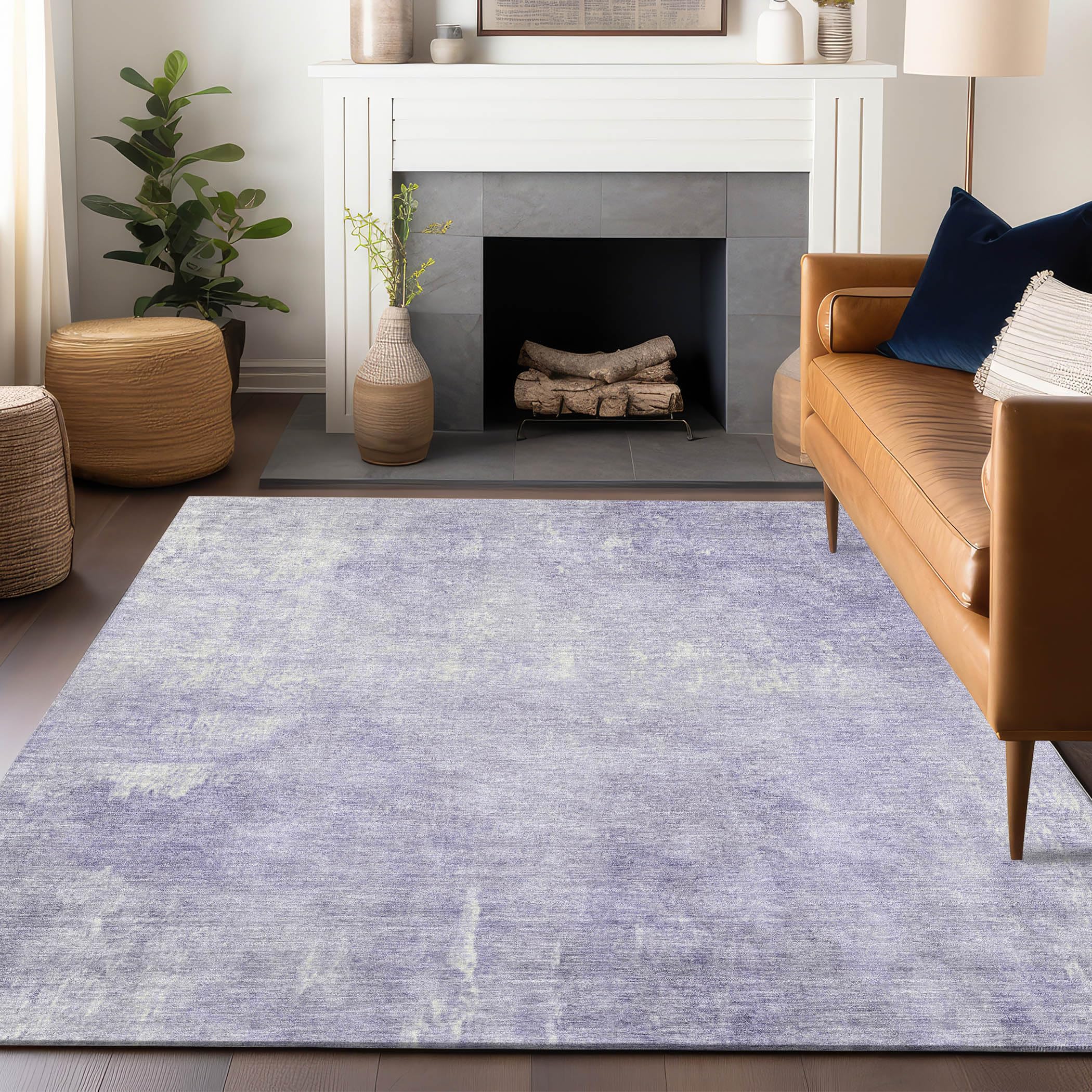 Machine Washable Indoor/Outdoor Chantille Lavender 10 x 14 Rug