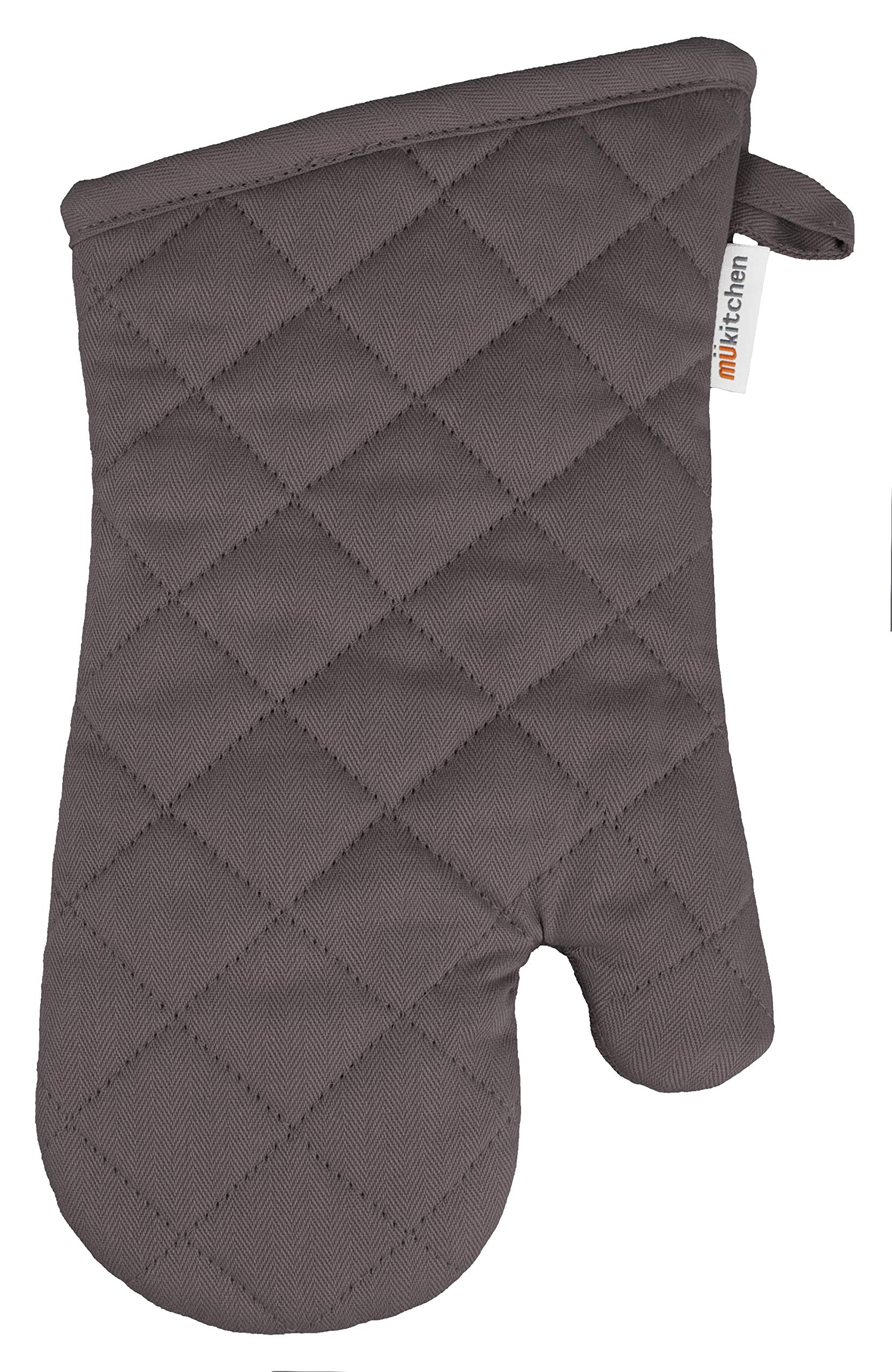 Mkitchen Mmitt Classic Herringbone Cotton Oven Mitt | Heat Resistant And Durable For Cooking And Baking (Stainless)