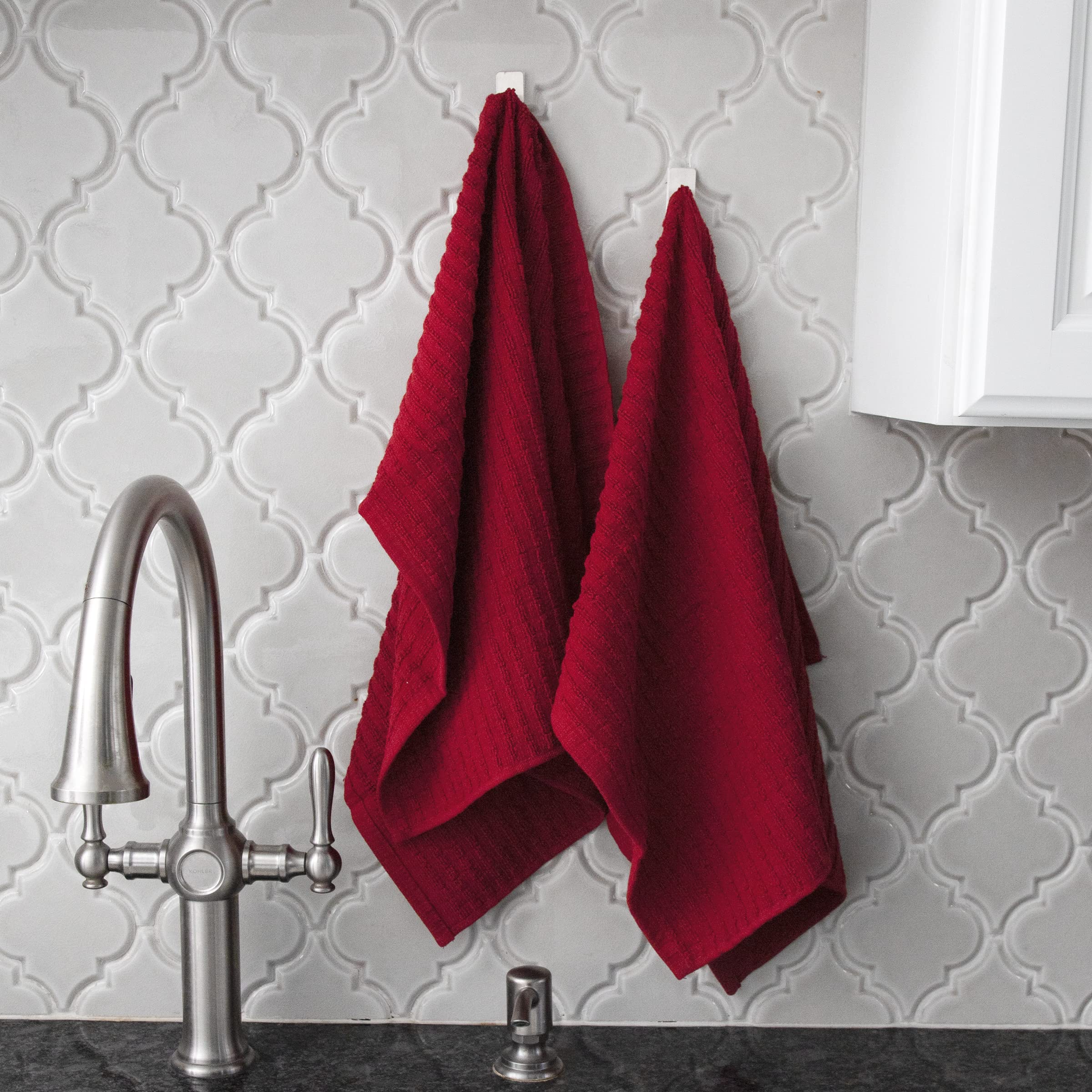 Ritz Royale Collection 100% Combed Terry Cotton, Highly Absorbent, Oversized Kitchen Towel Set, 28'' X 18'', 2-Pack, Solid, Papr