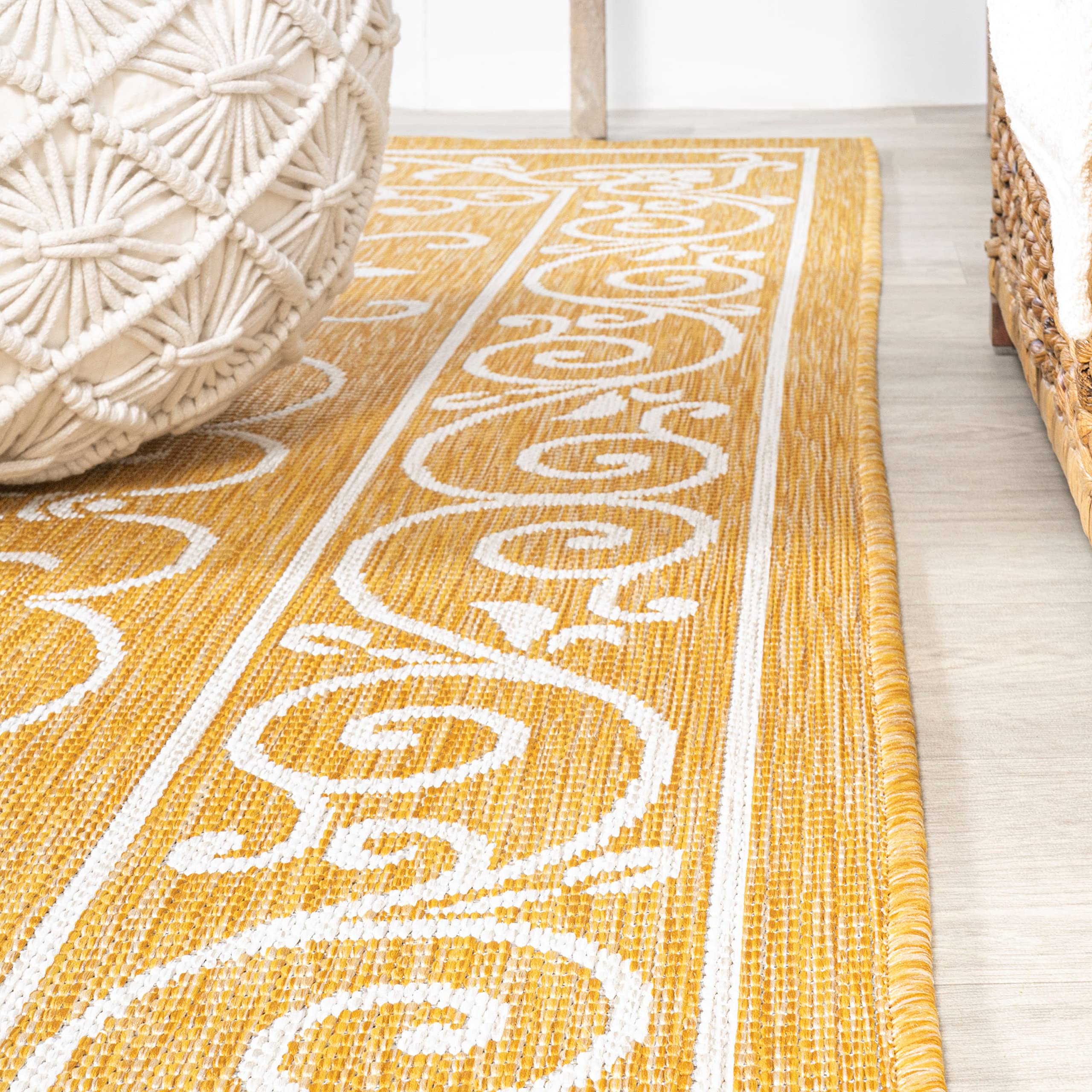 Jonathan Y Smb106L-5R Charleston Vintage Filigree Textured Weave Indoor Outdoor Area Rug, Coastal, Bohemian, Classic Easy Cleani