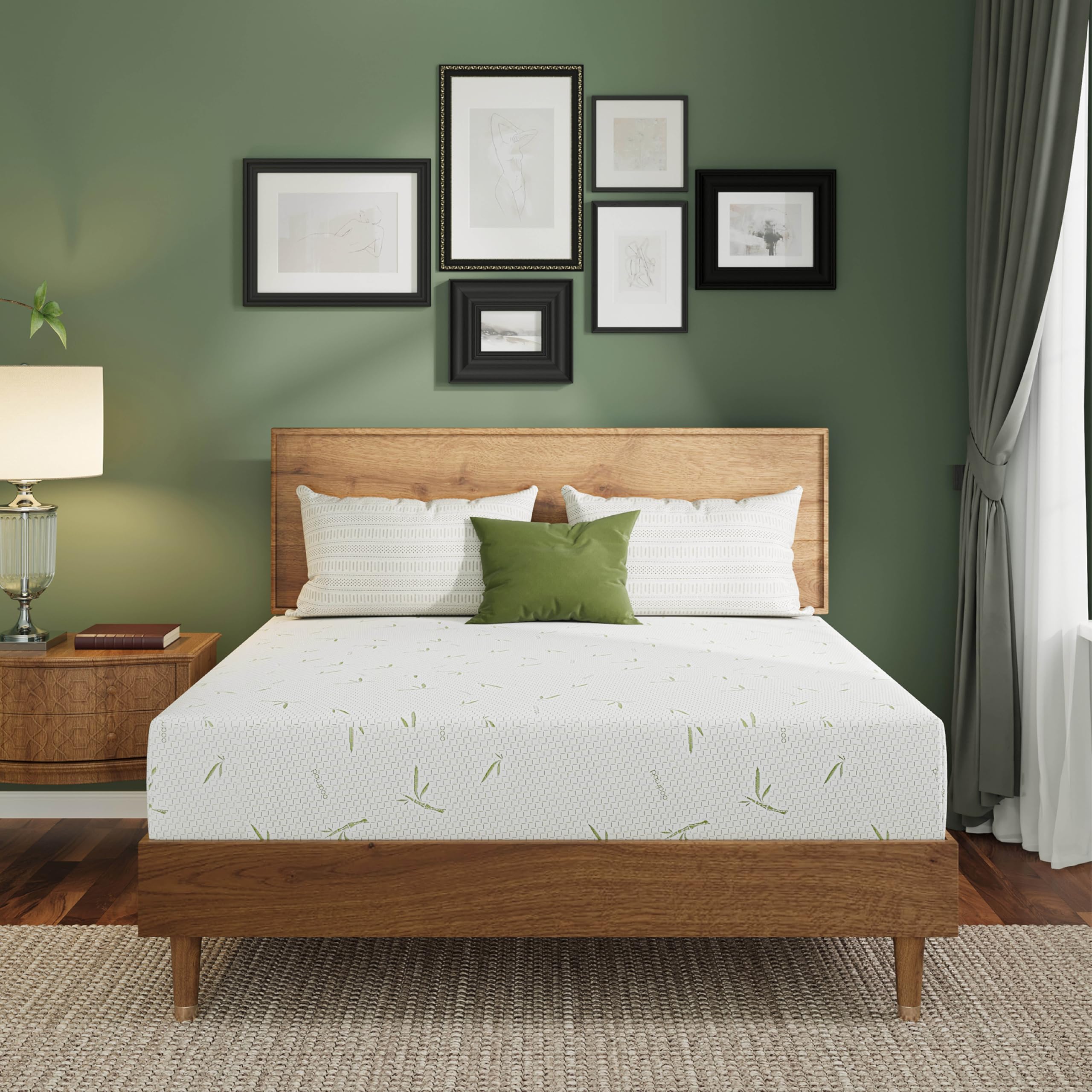EGOHOME 14 Inch King Size Mattress, Cooling Green Tea Gel Memory Foam for Pressure Relief, Medium Plush, Fiberglass Free, Bed in