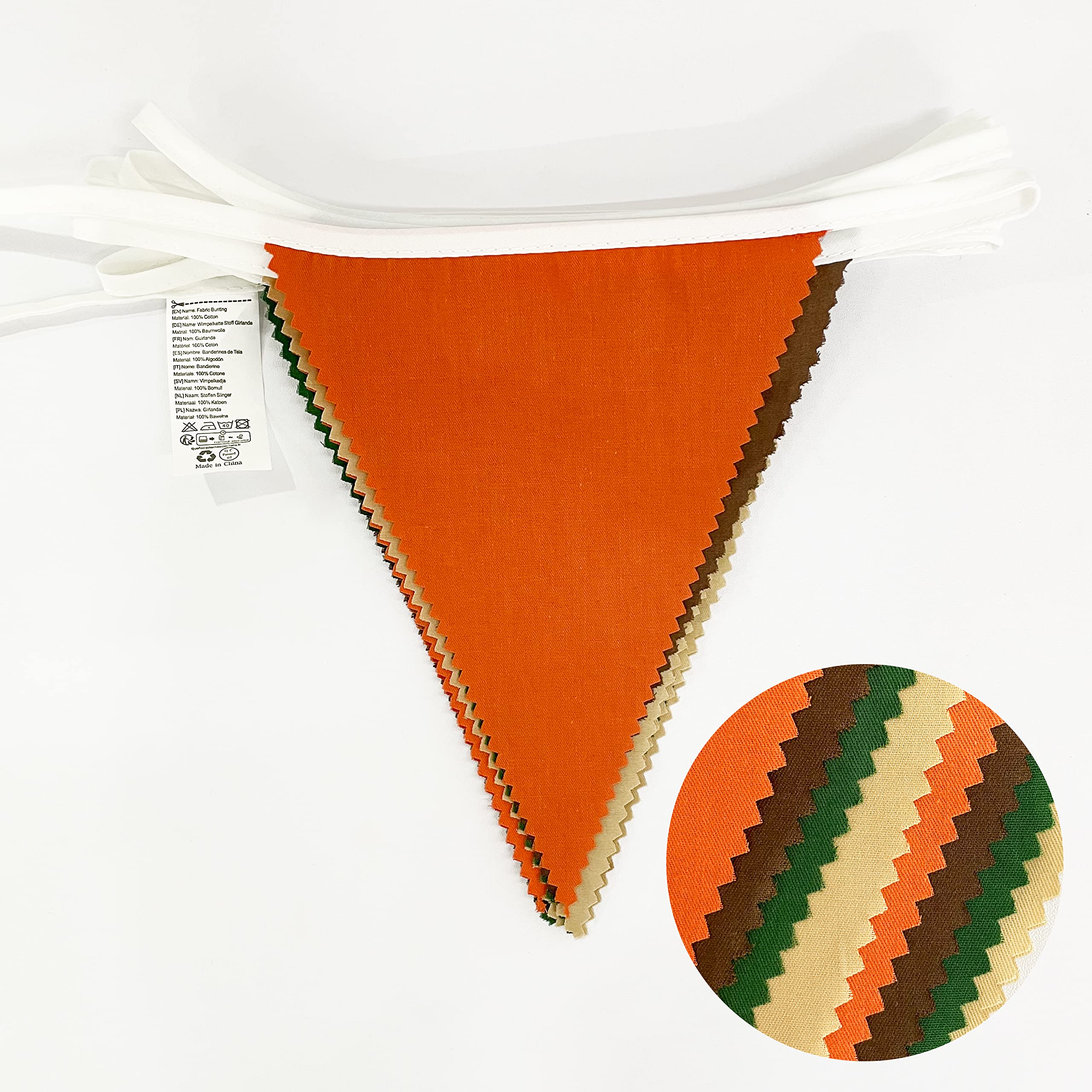 32Ft Orange Green Brown Party Decorations Triangle Flag Pennant Bunting Fabric Garland For Jungle Safari Animal Party Zoo Themed