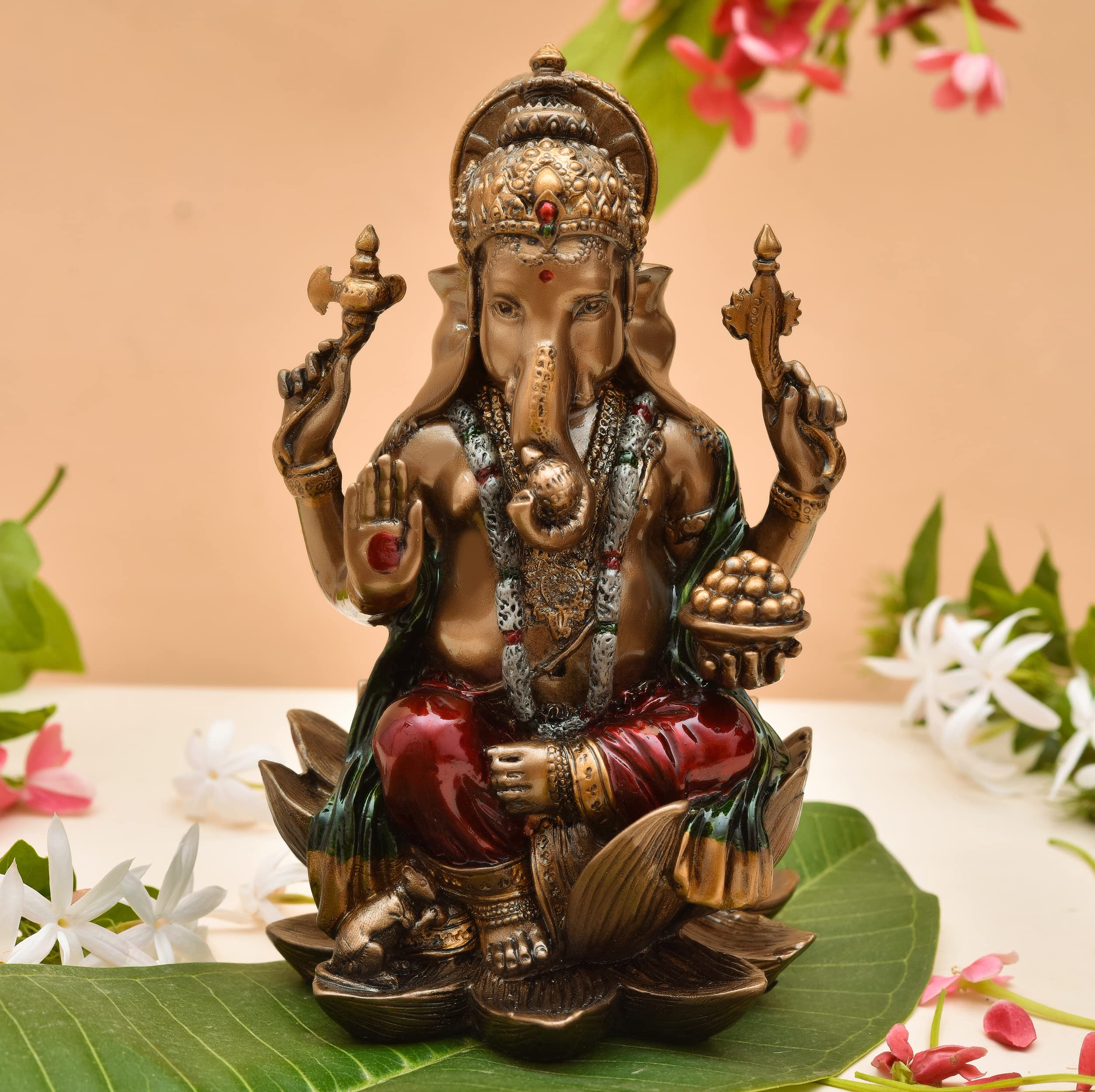 Archna Handicraft Polyresin Lord Ganesha Statue For Pooja Lord Ganesh Murti Idol For Home And Office Decor (7 X 3 Inch)