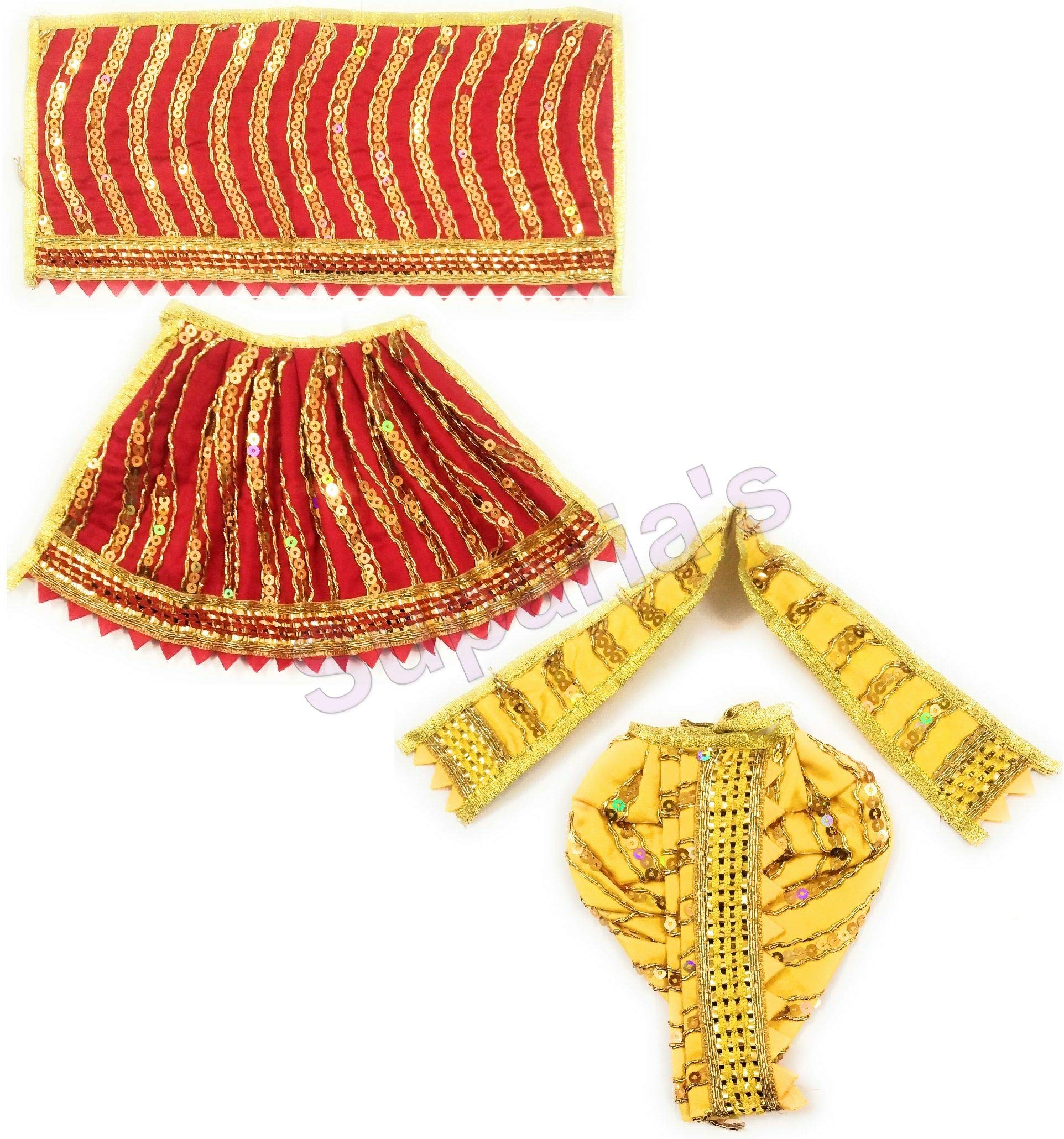 Suparias God Dress Set for Laxmi Ganesh Ji, Radha Krishna Standing Idol (Yugal Jodi Poshak - S02) (Size: 4 inch)