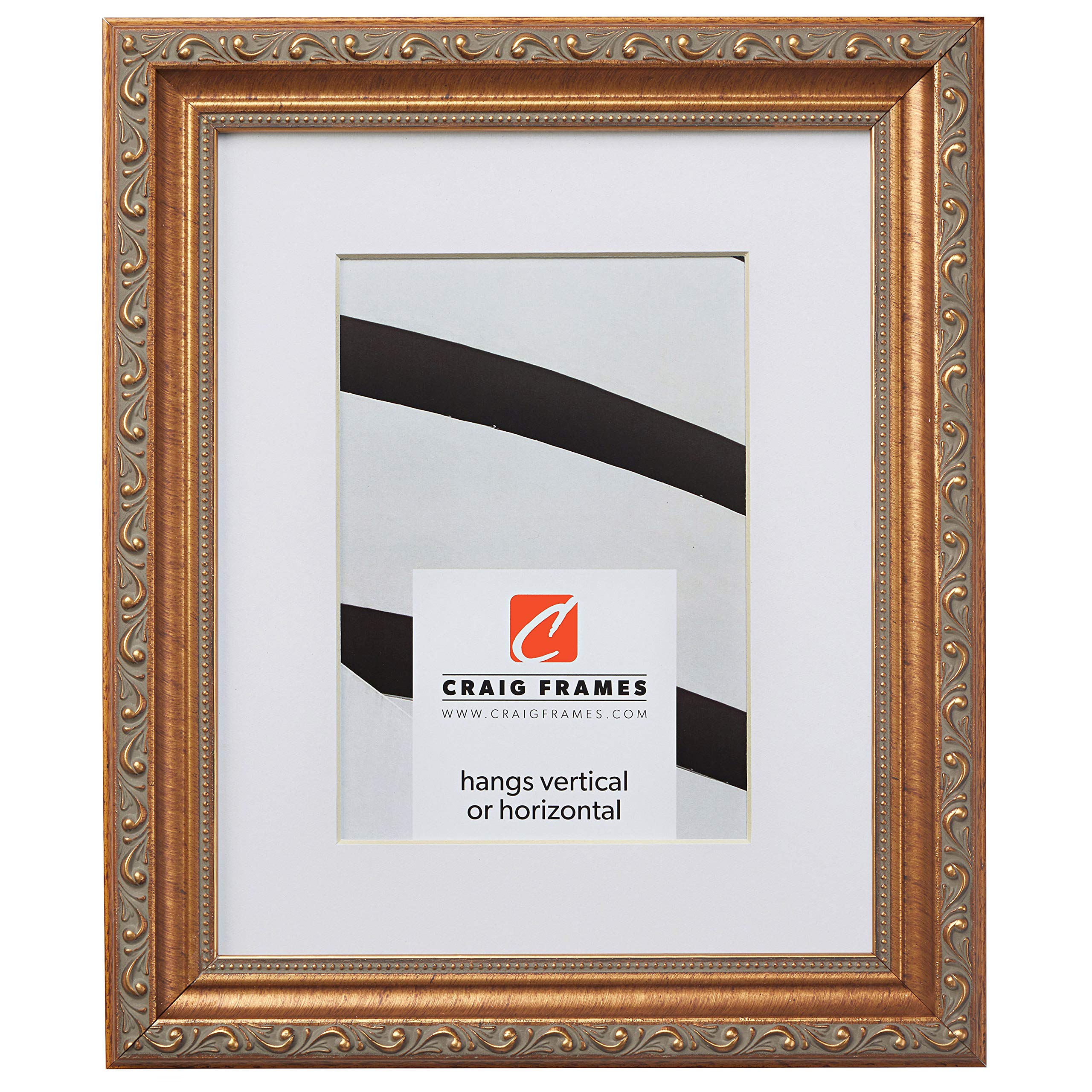 Craig Frames Ancien Ornate, 16 x 20 Inch Antique Gold Picture Frame Matted to Display a 11 x 14 Inch Photo