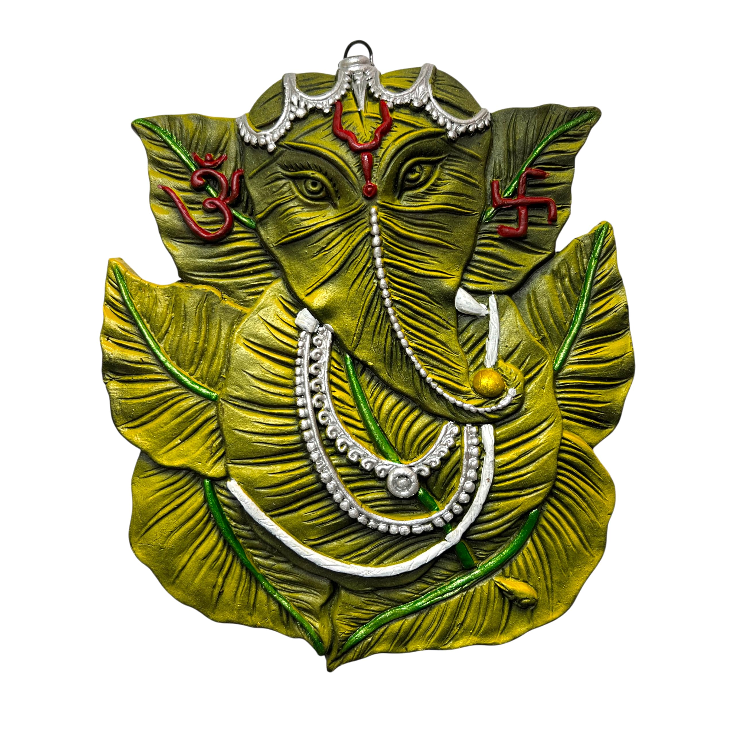 Sajawa Patta-Leaf-Ganesh Ji Murti-Terracotta-Clay-Mitti-Idol-Ganpati/Ganesha Murti-Figurine-Painting For Door Entrance-Temple-Ma