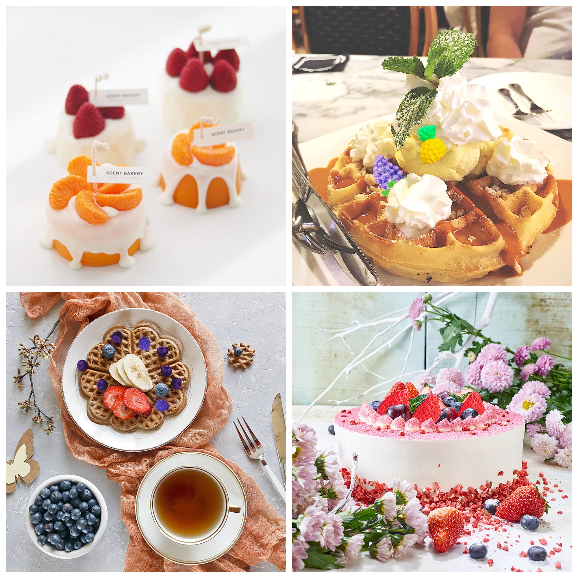 6 Pieces Fruit Shaped Jelly Molds Fruit Silicone Molds Strawberry Mold Orange Pineapple Mulberry Blueberry Grape Fondant Molds Wax Molds Silicone Molds for Candles Chocolate Soap Cupcake Decorating