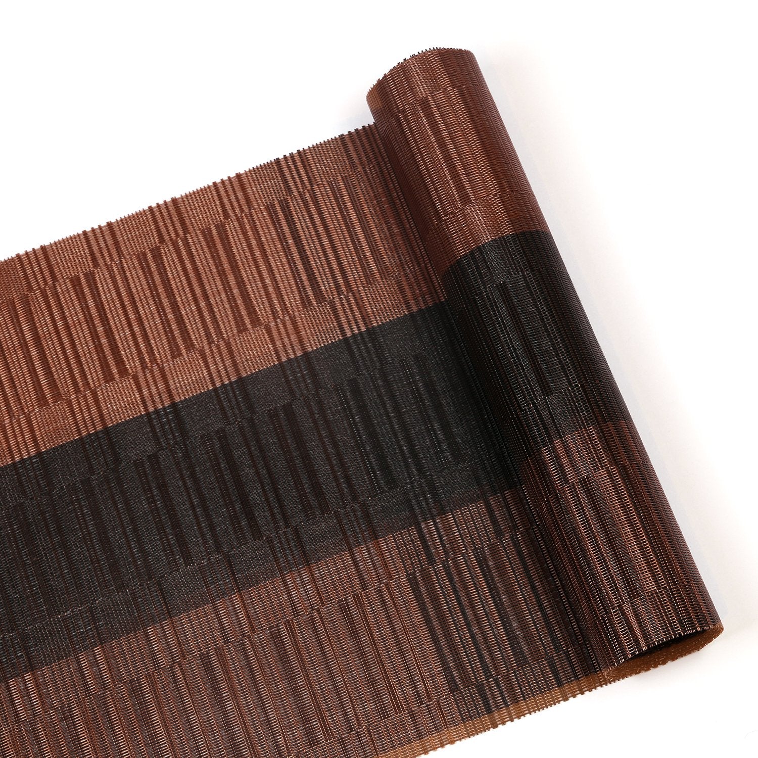 Shacos Table Runners Woven Vinyl Table Mats 12X54 Inch For Kitchen Dining Table Non Slip Washable, Ombre Coffee Black
