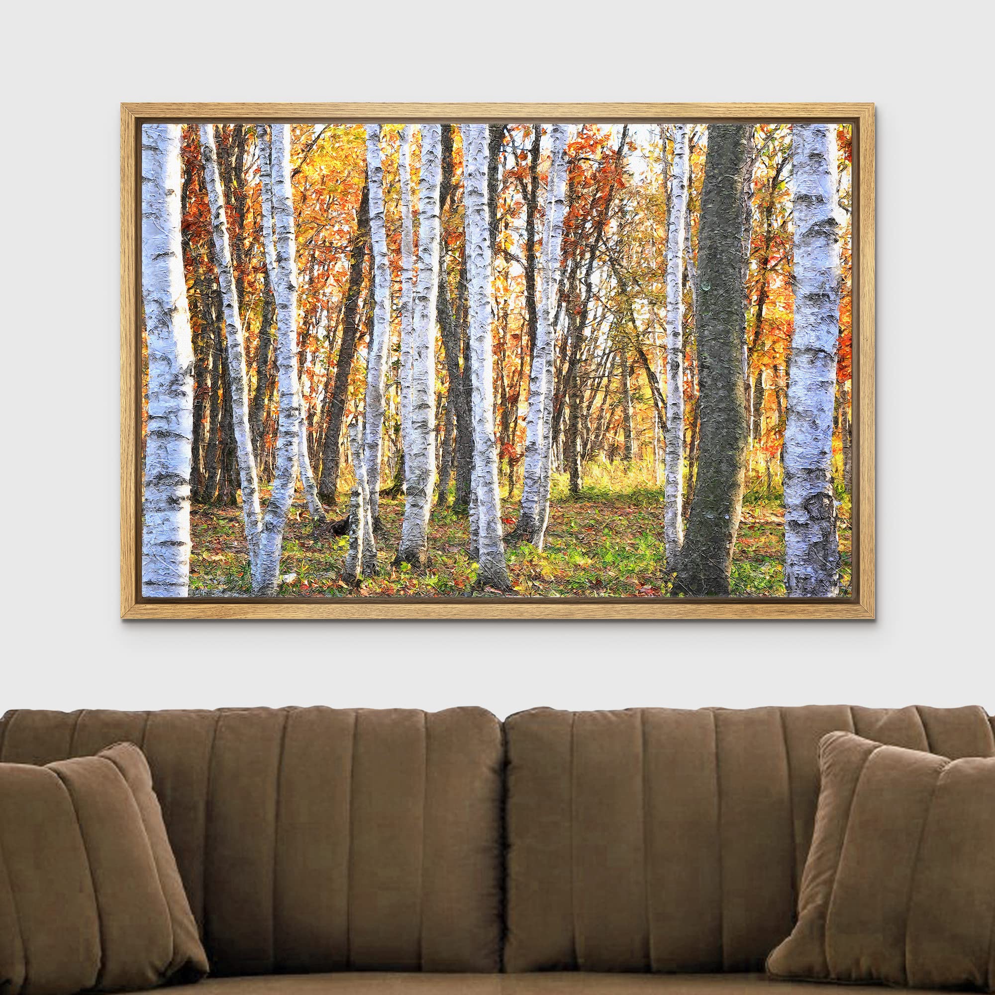 Wall26 Framed Canvas Print Wall Art White Birch Trees In Autumn Forest Nature Wilderness Photography Minimalism Rustic Scenic Co