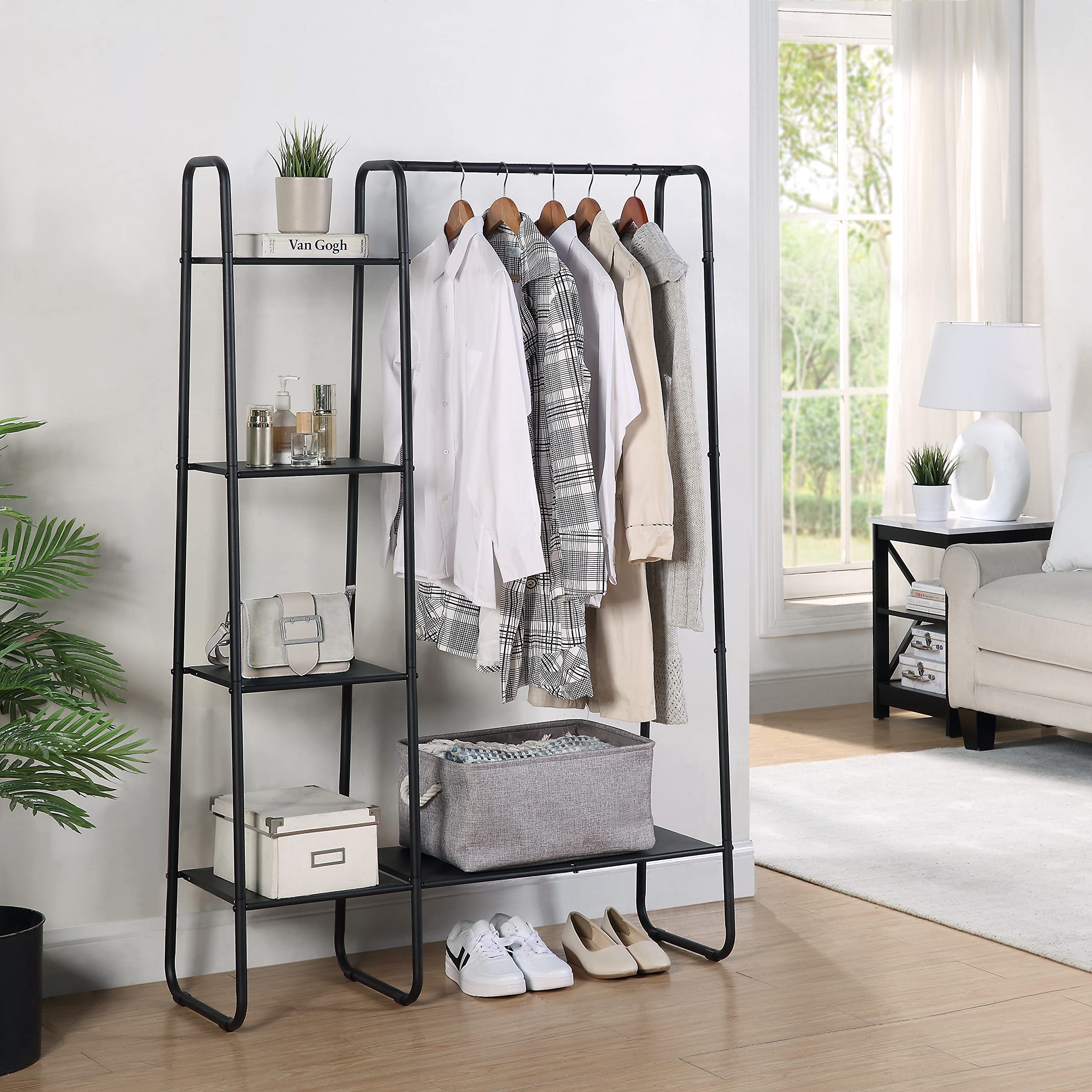 Sunnypoint Freestanding Clothes Metal Garment And Accessories, Organizer Closet Rack (Wht)