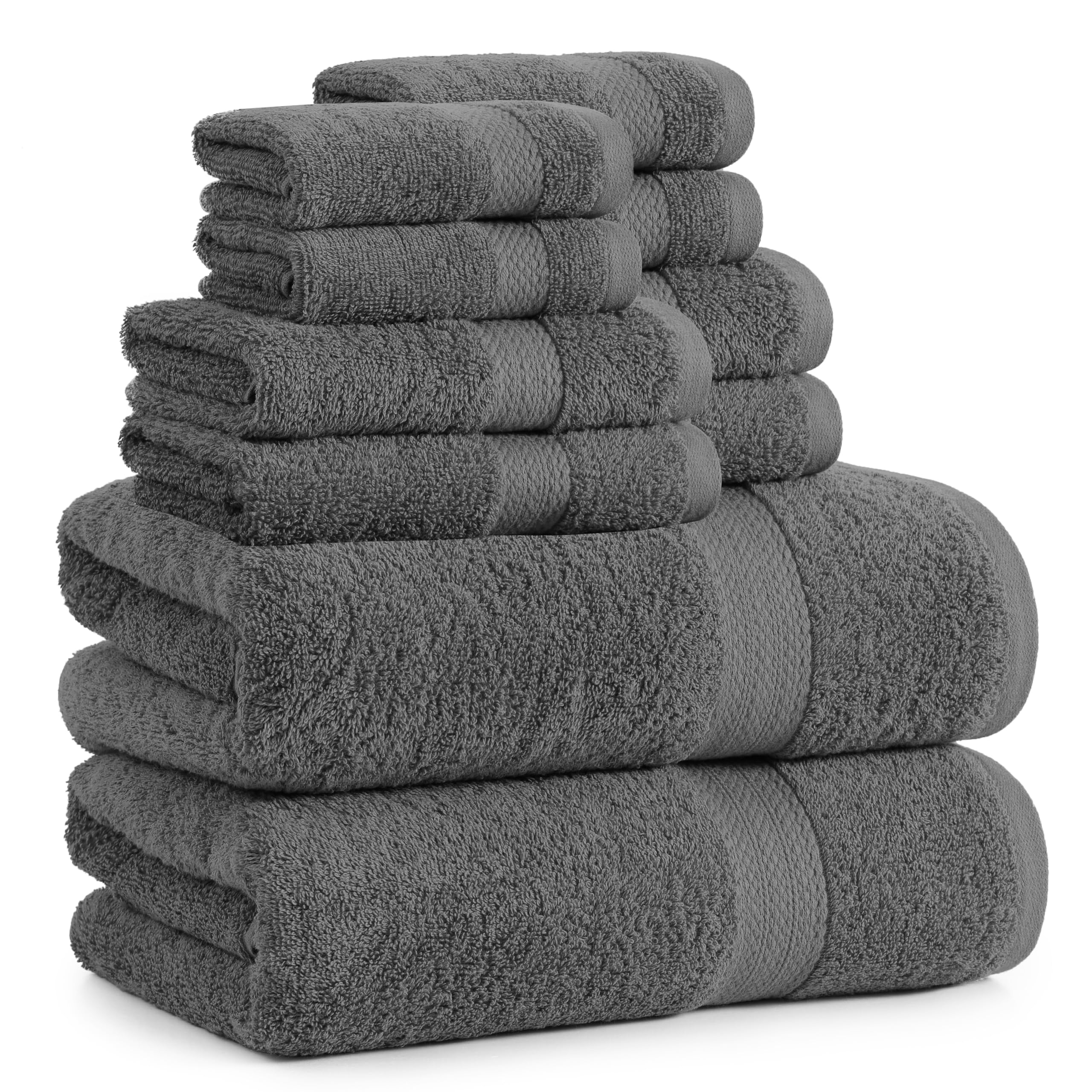 Snowdrop Grey Bath Towels For Bathroom Sets -2 Large Bath Towels, 4 Bathroom Hand Towels, 4 Wash Cloths, Yoga Towel, Pool Towels