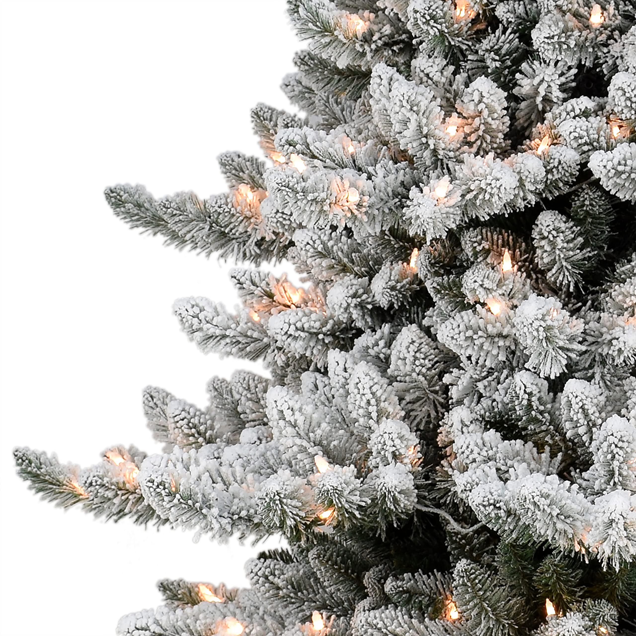 Puleo International 7.5' Royal Majestic Spruce Green Tree Flocked with 700 UL-Listed Clear PRE-Attached Lights