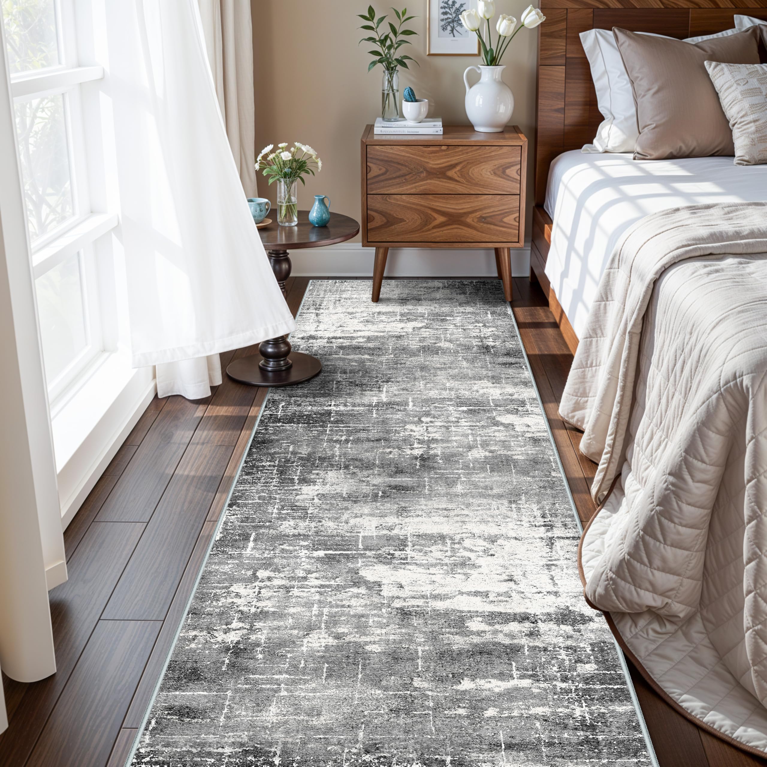 Washable 2X10 Kitchen Area Rug: Entryway Abstract Rug Runner Soft Bedroom Besides Floor Mat Non-Slip Indoor Farmhouse Carpet for