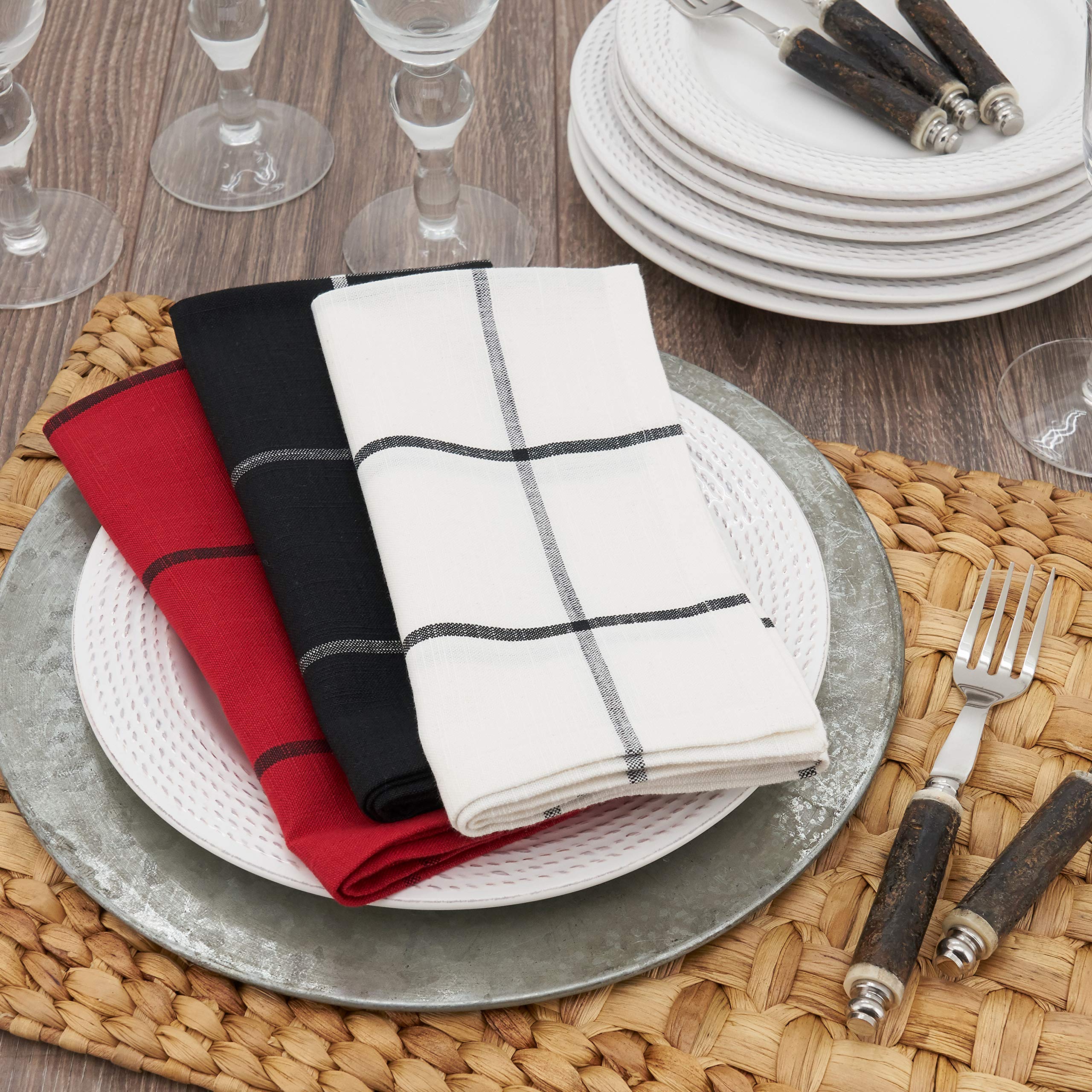 Windowpane Plaid Table Napkins (Set Of 4)