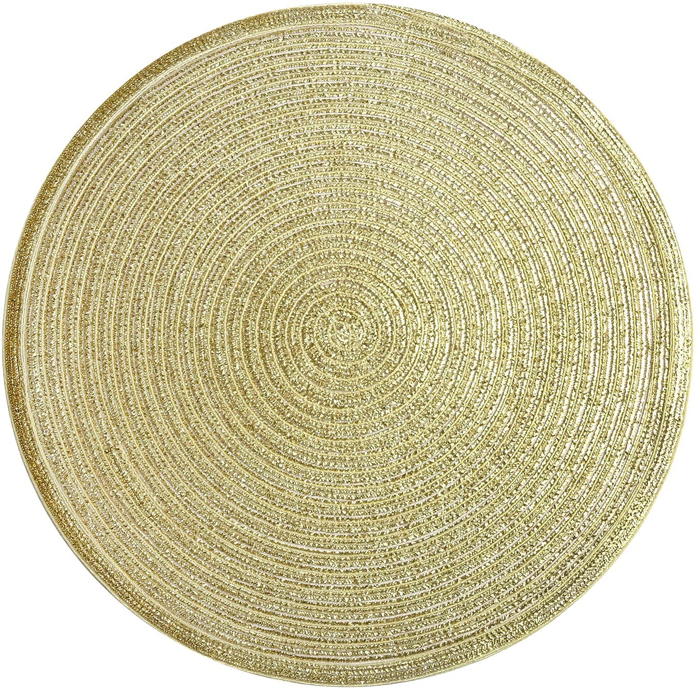Shacos Glitter Gold Round Braided Placemats Set Of 8 Sparkle Washable 15 Inch Round Table Mats Woven Place Mats For Dining Table