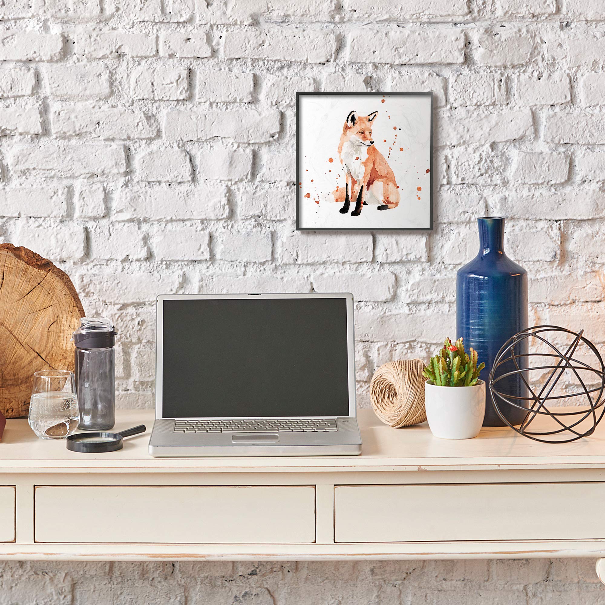 Stupell Industries Fox Watercolor Canvas Wall Art - 17" x 17", Design by Victoria Borges, Orange Animal Painting