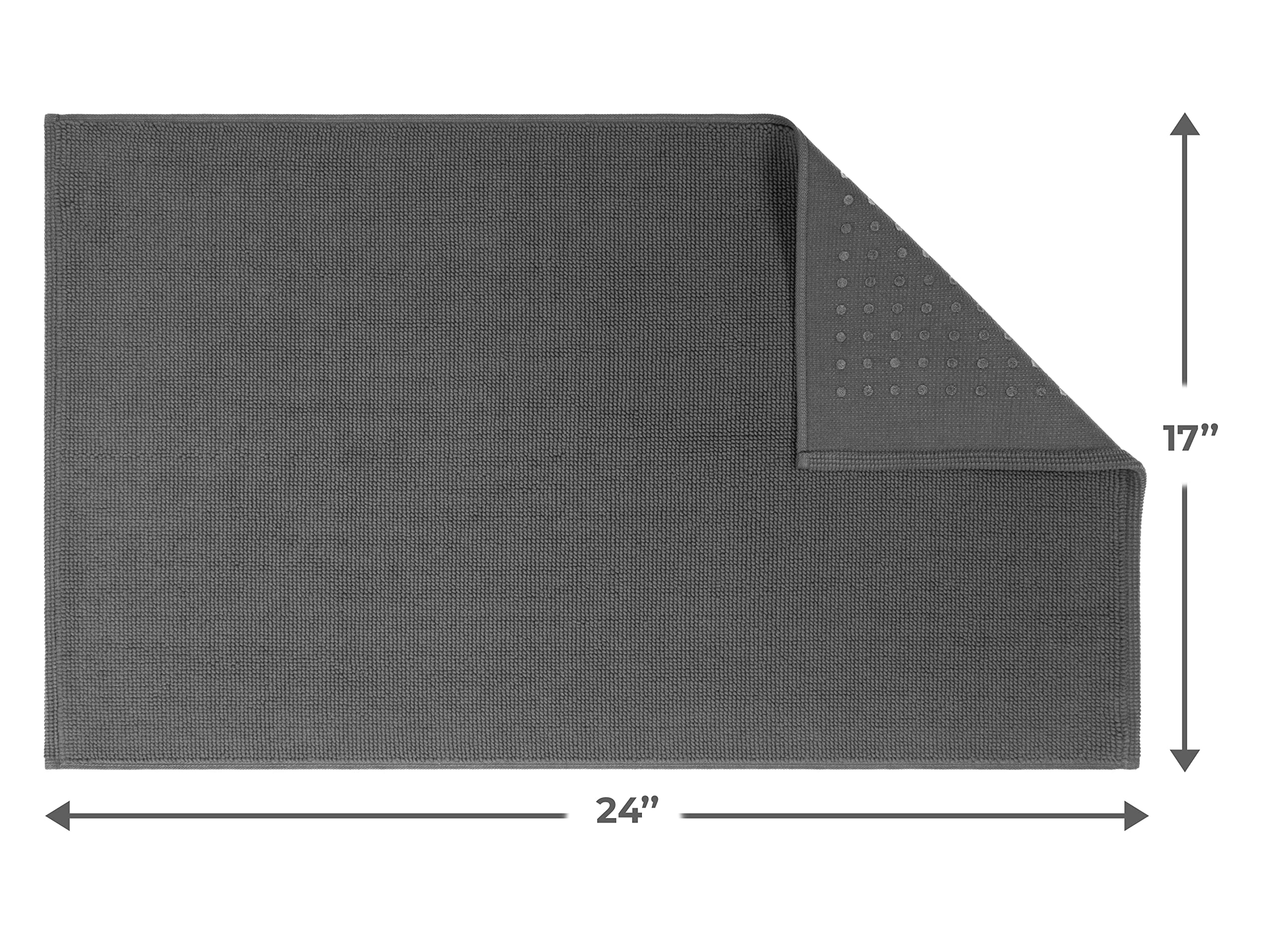 Cotton Paradise Bath Rug for Bathroom  17x24 inch 100% Cotton Non Slip Bath Mat Rug  Soft Absorbent Machine Washable  Dark Gray Bath Rug