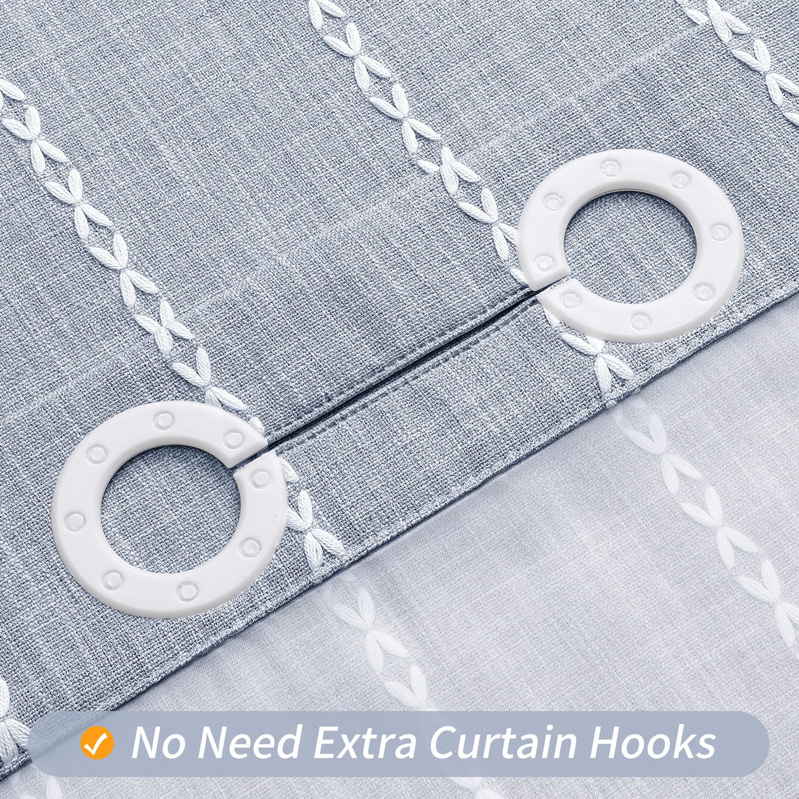 No Hooks Needed Farmhouse Shower Curtain With Snap-In Liner - With Window & Magnets, Boho Cotton Linen Fabric Shower Curtains Wi
