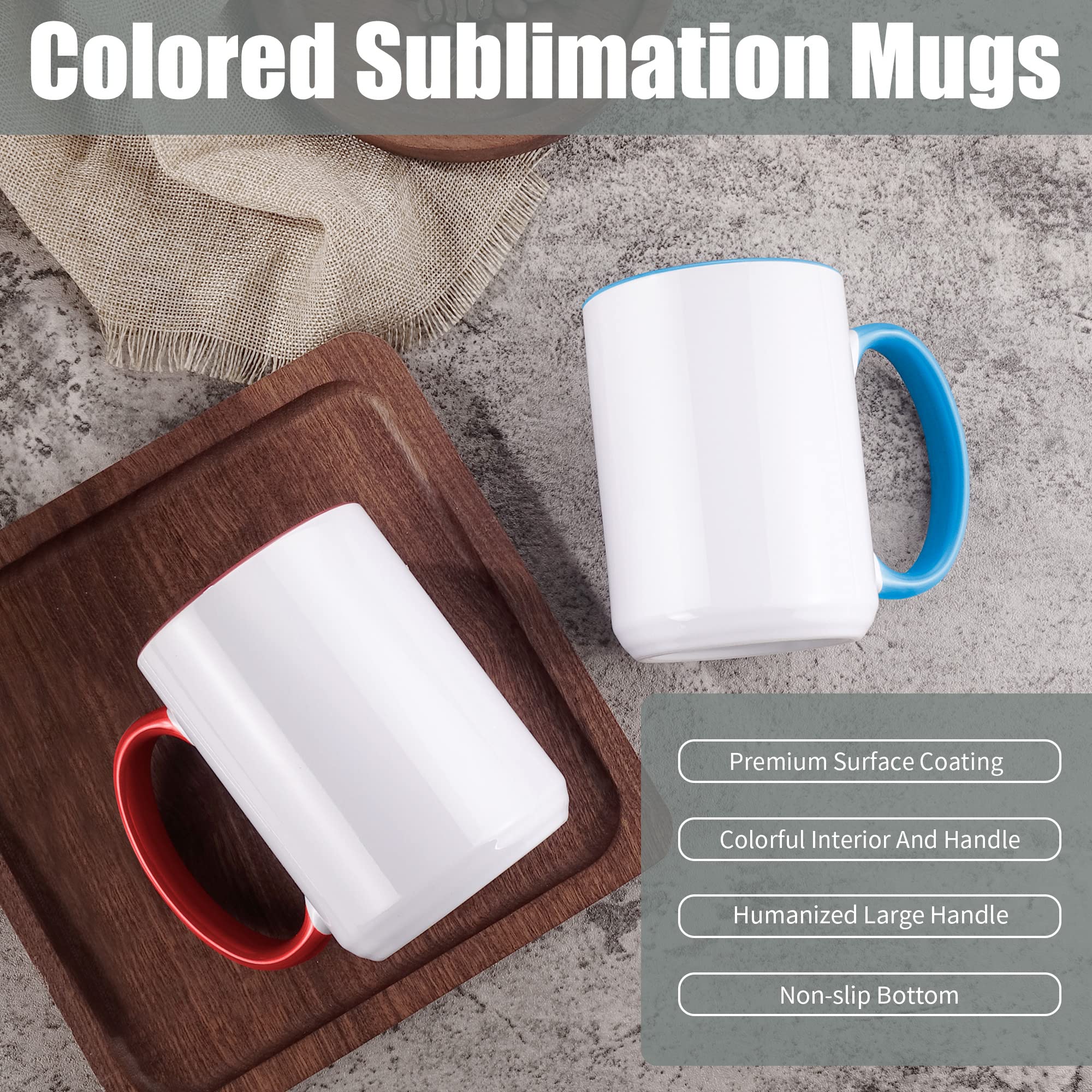 TANGLONG Sublimation Mugs 15 oz Sublimation Mugs Blank Sublimation Cups Sublimation Coffee Mugs Tazas Para Sublimacion 6 Assorte