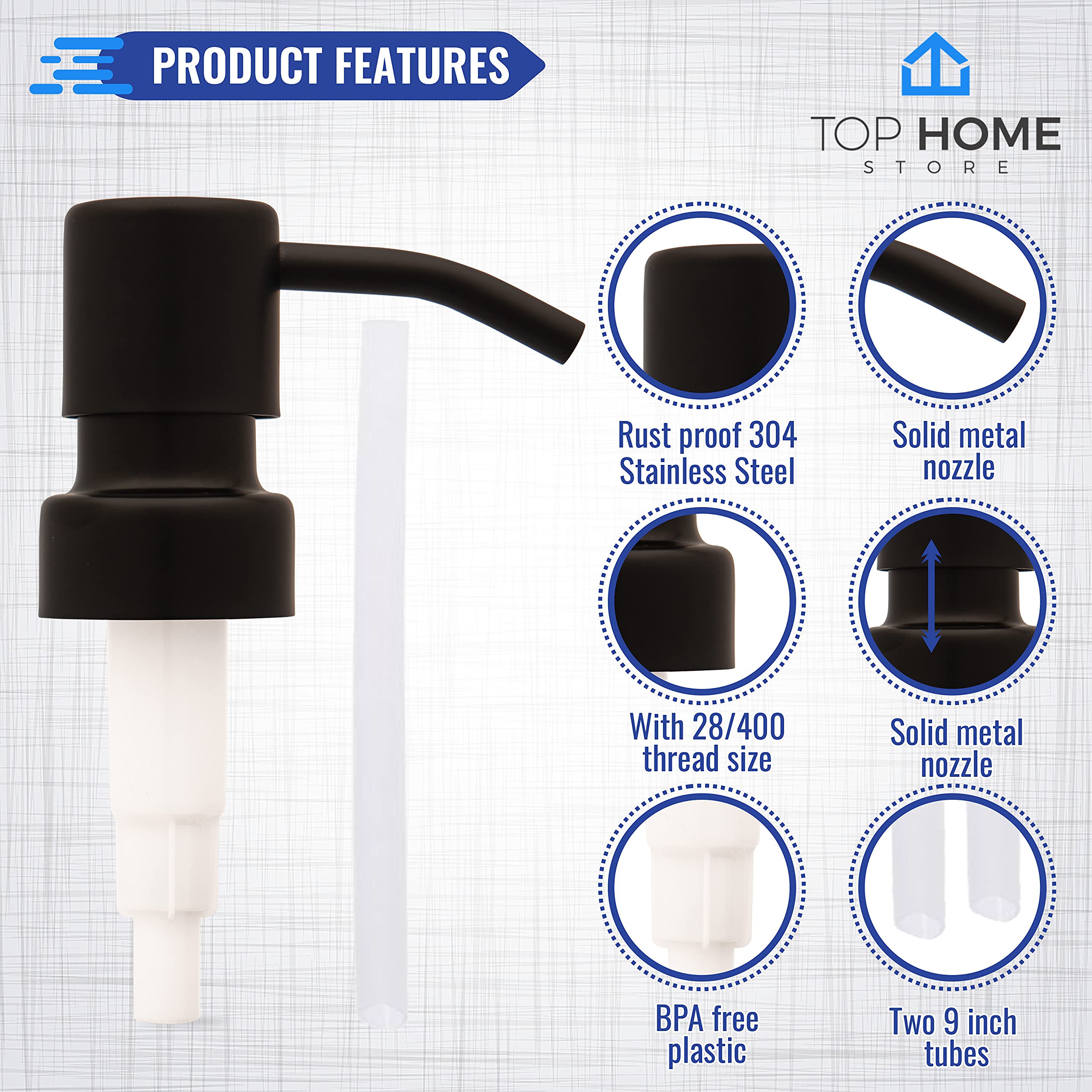 Stainless Steel Soap and Lotion Dispenser Pumps  Replacement for Your Bottles (Black Matte  2 Pack)