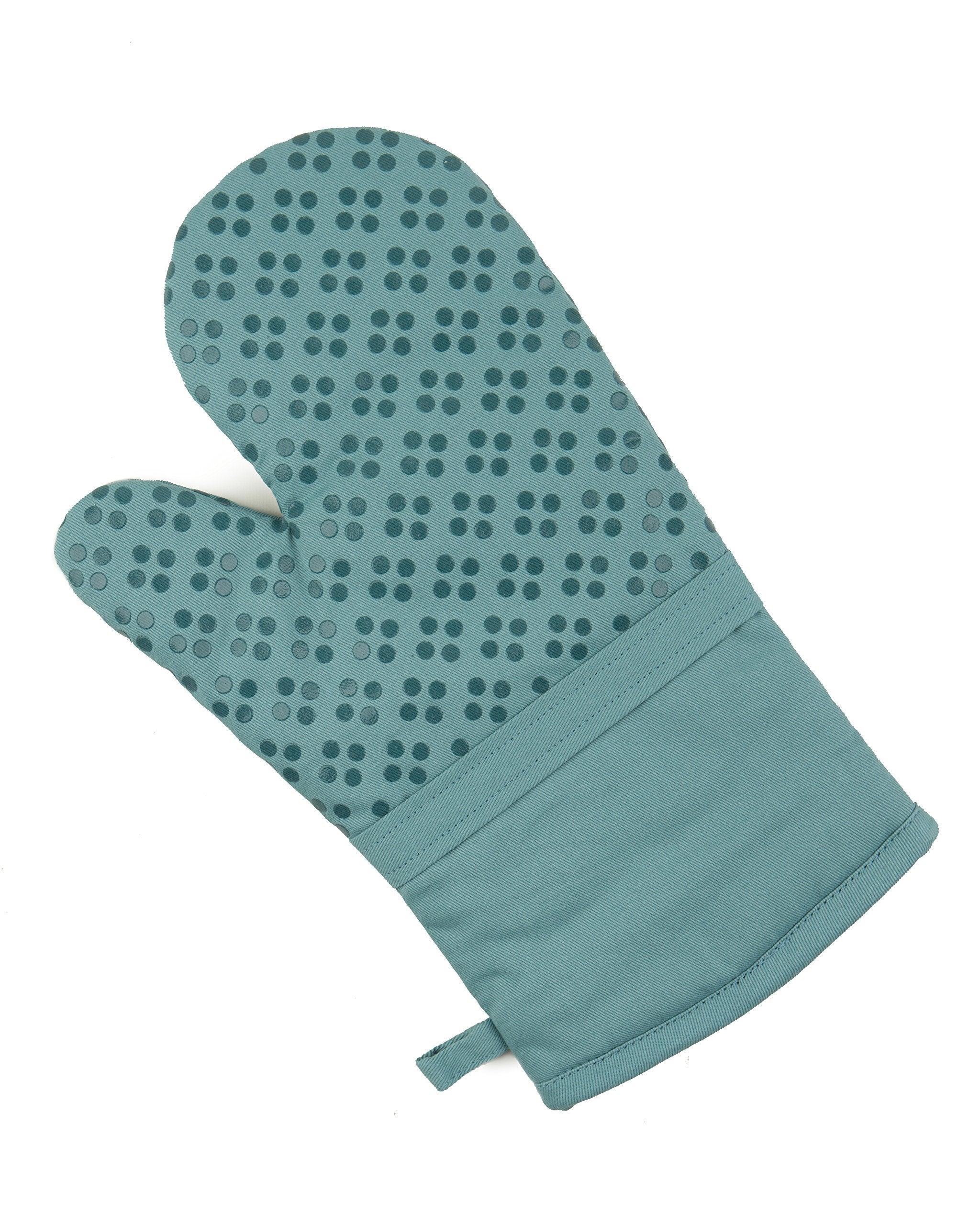Oven Mitt And Pot Holders Silicone Set Of 3, Non-Slip Kitchen Hot Pads And Oven Mitts Set, Oeko-Tex 100% Cotton Shell, Blue