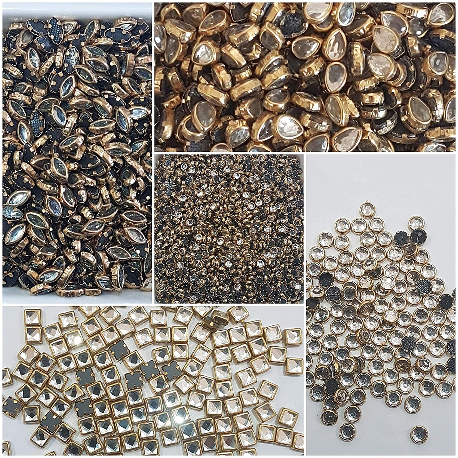 Justlatest Jl Kundans Stones (Set Of 5 Shapes  500 Pices) For Jewellery Making, Bangles, Embroidery, Craft, Stones For Embroide