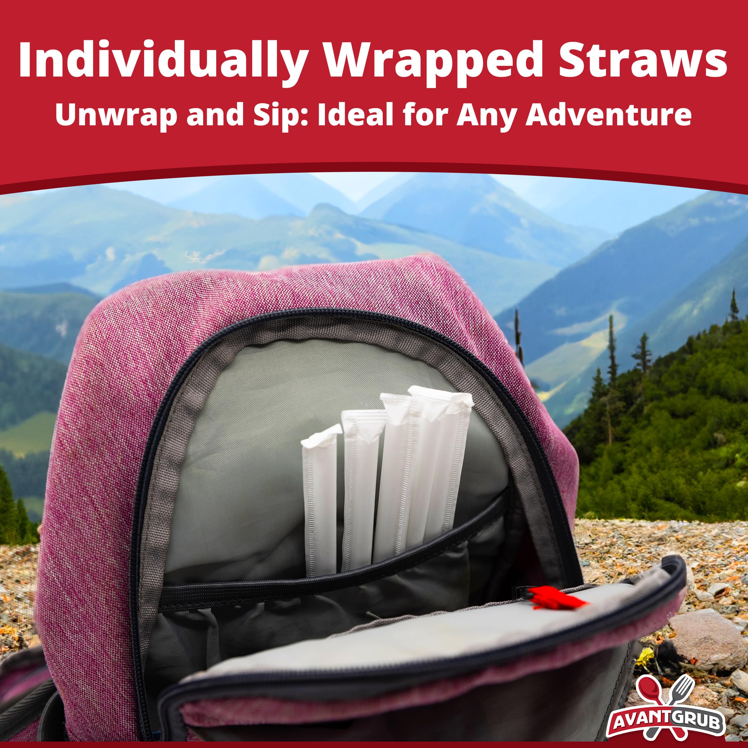 Avant Grubs BPA-Free Big  Premium Straws 300 Pack. Paper-Wrapped  Clear  Thick  & Jumbo Sized (Big at 10.25 in Tall  3 in Wide). Restaurant-Grade & USA-Made.