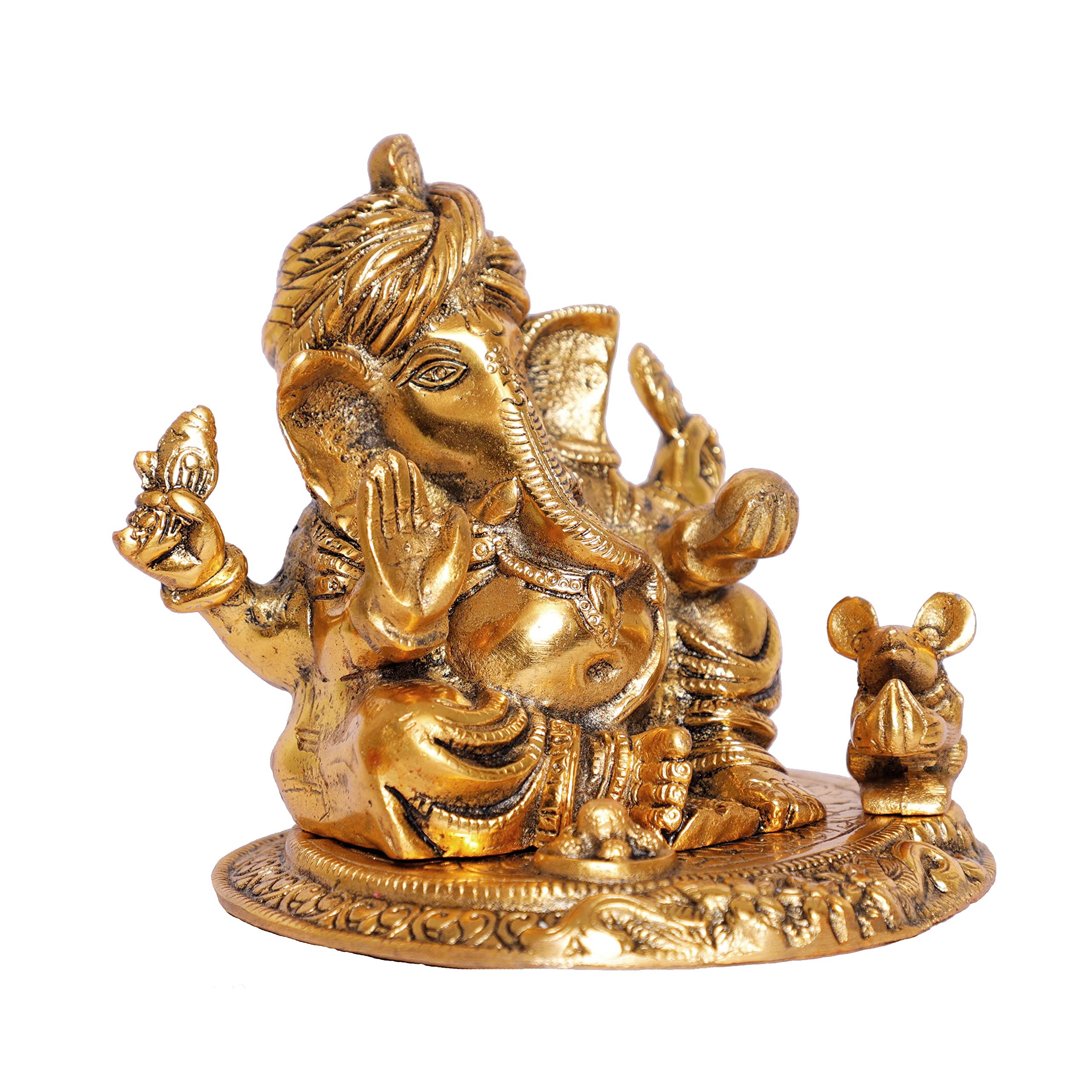 Kridaykraft Metal Ganesha Statue,Ganesh Idol Sculpture Good Luck & Success For Home Pooja,Lord Ganesha Murti For Gift...