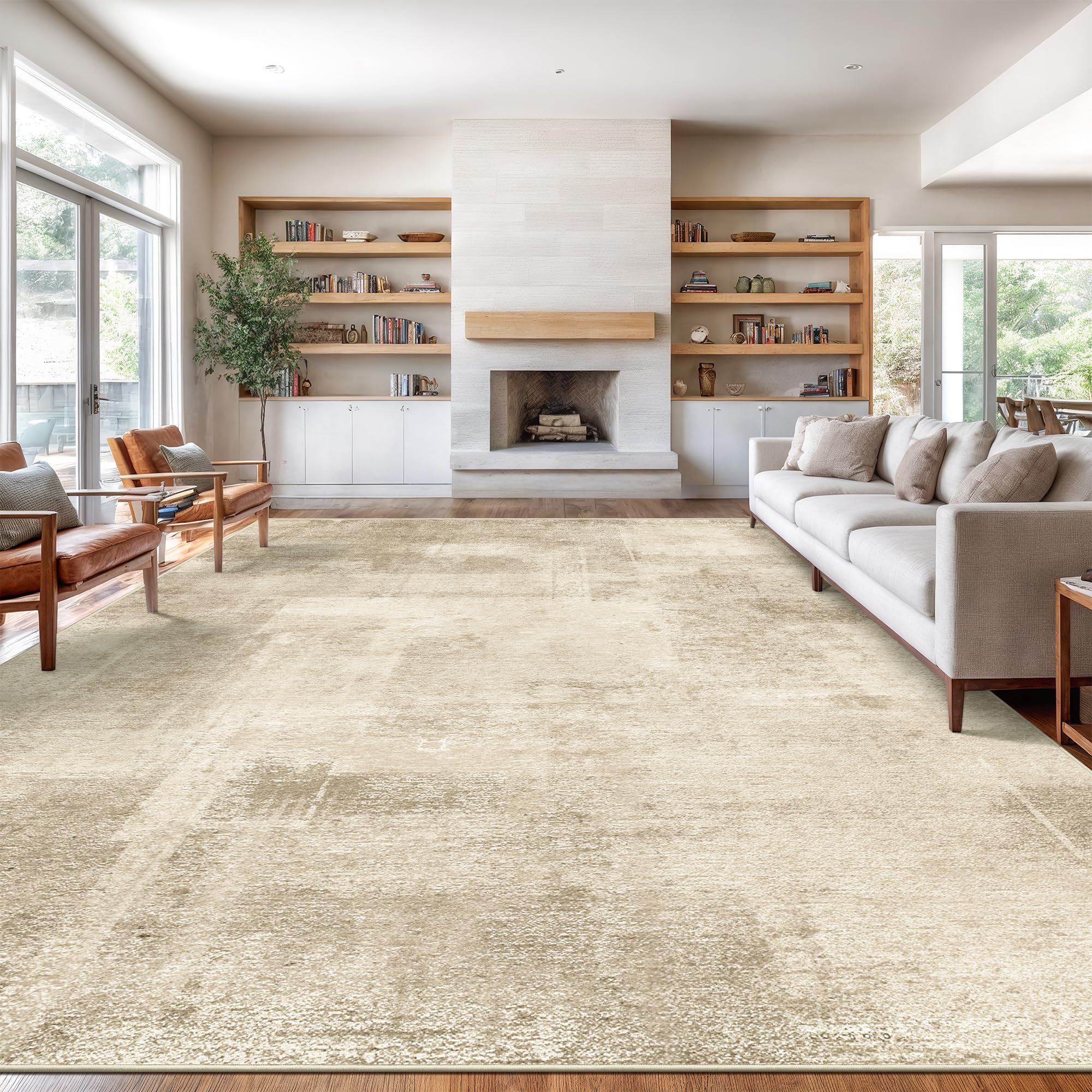 zesthome 10x14 Area Rugs for Living Room, Non-Slip Backing Washable Rug, Modern Abstract Area Rug, Stain Resistant Rugs for Bedr